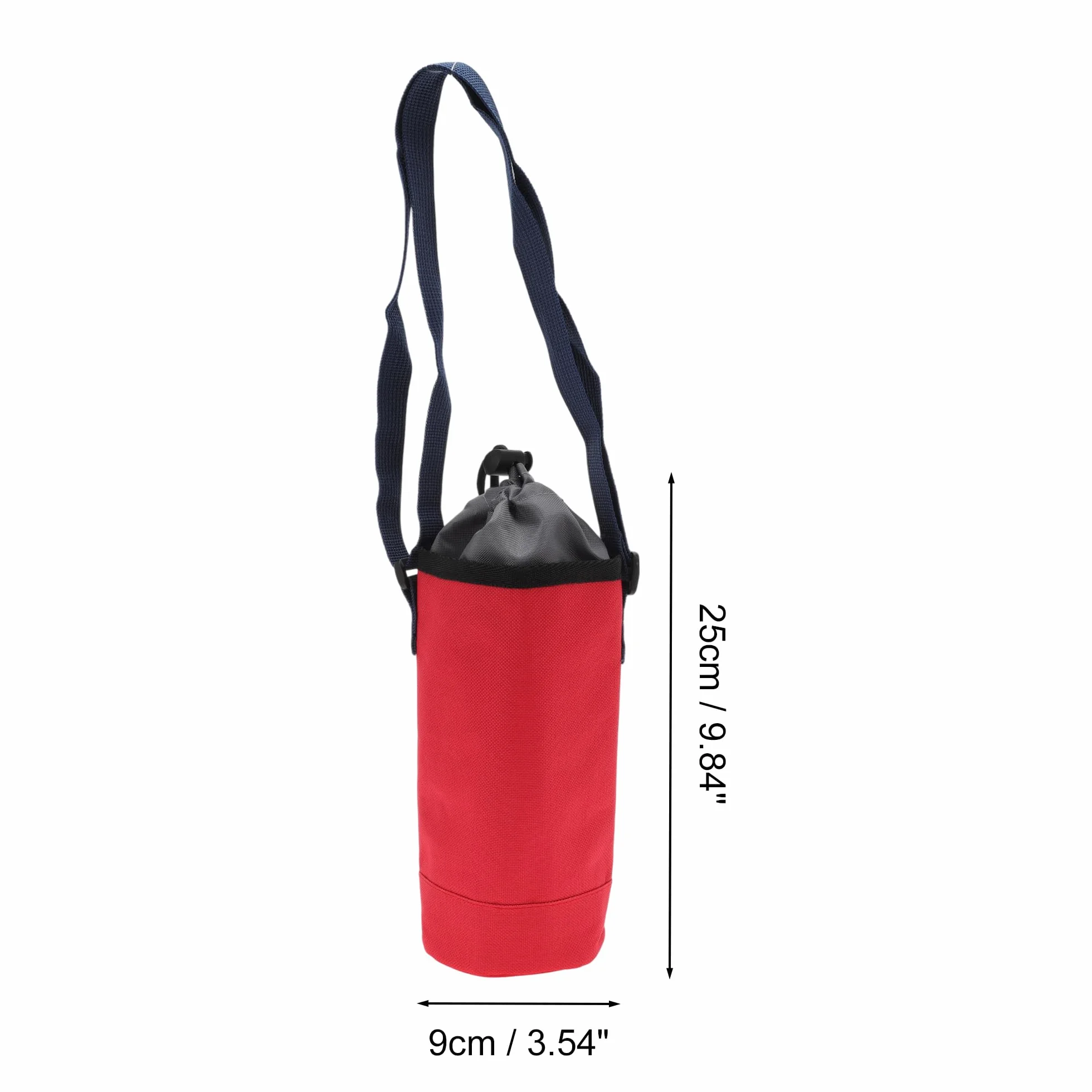 Borsa Isolante per Bottiglia d'Acqua in Tessuto Oxford Cotone Perlato Pellicola in Alluminio Portatile Antiurto con Tracolla Regolabile per Sport All'Aperto, 25x9cm, Rosso