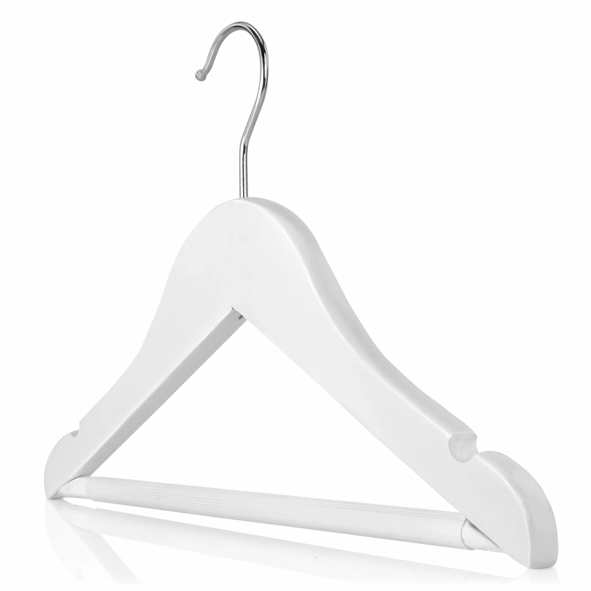 HANGERWORLD 12 grucce in legno per bambini, 30 cm, antiscivolo, per vestiti e pantaloni, colore: bianco
