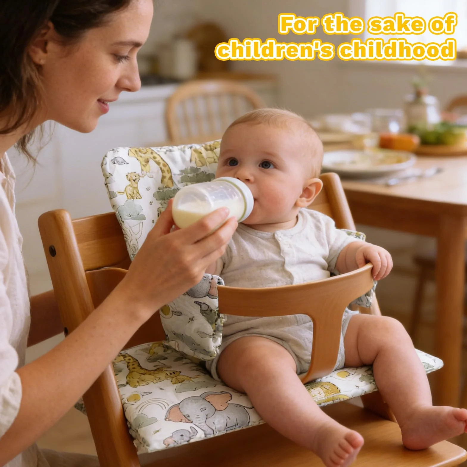 Cuscini per Seggiolone Stokke Tripp Trapp, 2 Pezzi Antiscivolo Cuscino per Seggiolone Pappa Impermeabile Cuscino Sedia Bambini Modelli Animali Cotone PP ad Alta Resilienza