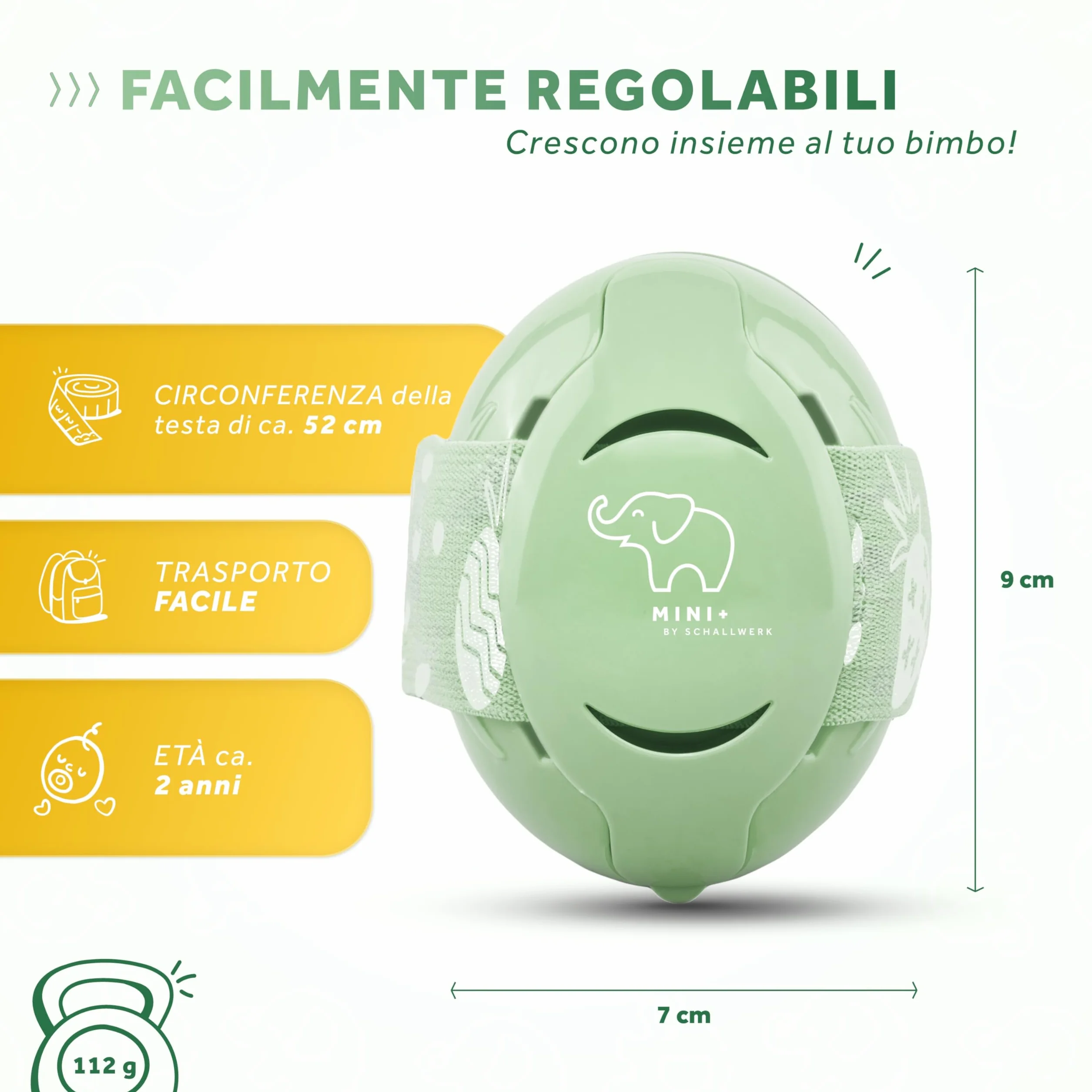 Schallwerk ® Mini+ Cuffie Antirumore Bambini - Protezione dell'udito per Bambini e Neonati - Cuffie Neonato Antirumore, Neonato, Bambino, Aereo, Rumore
