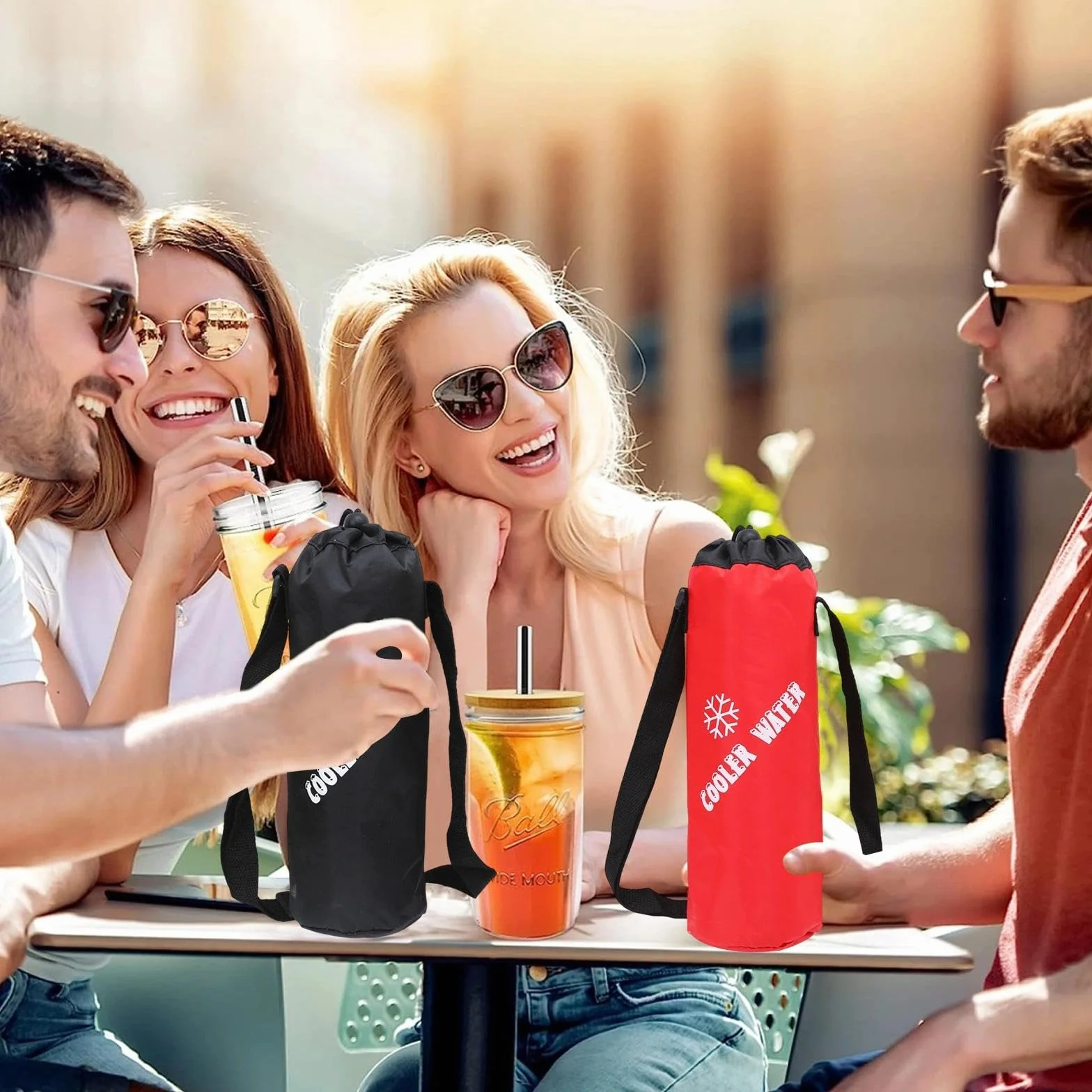 2PCS Borsa per Bottiglia Termica, Borsa Portatile per Bottiglia D'acquada 1.5 l, Piccola Borsa Termica per Bevande con Tracolla Regolabile per Esterni, ViaggiS