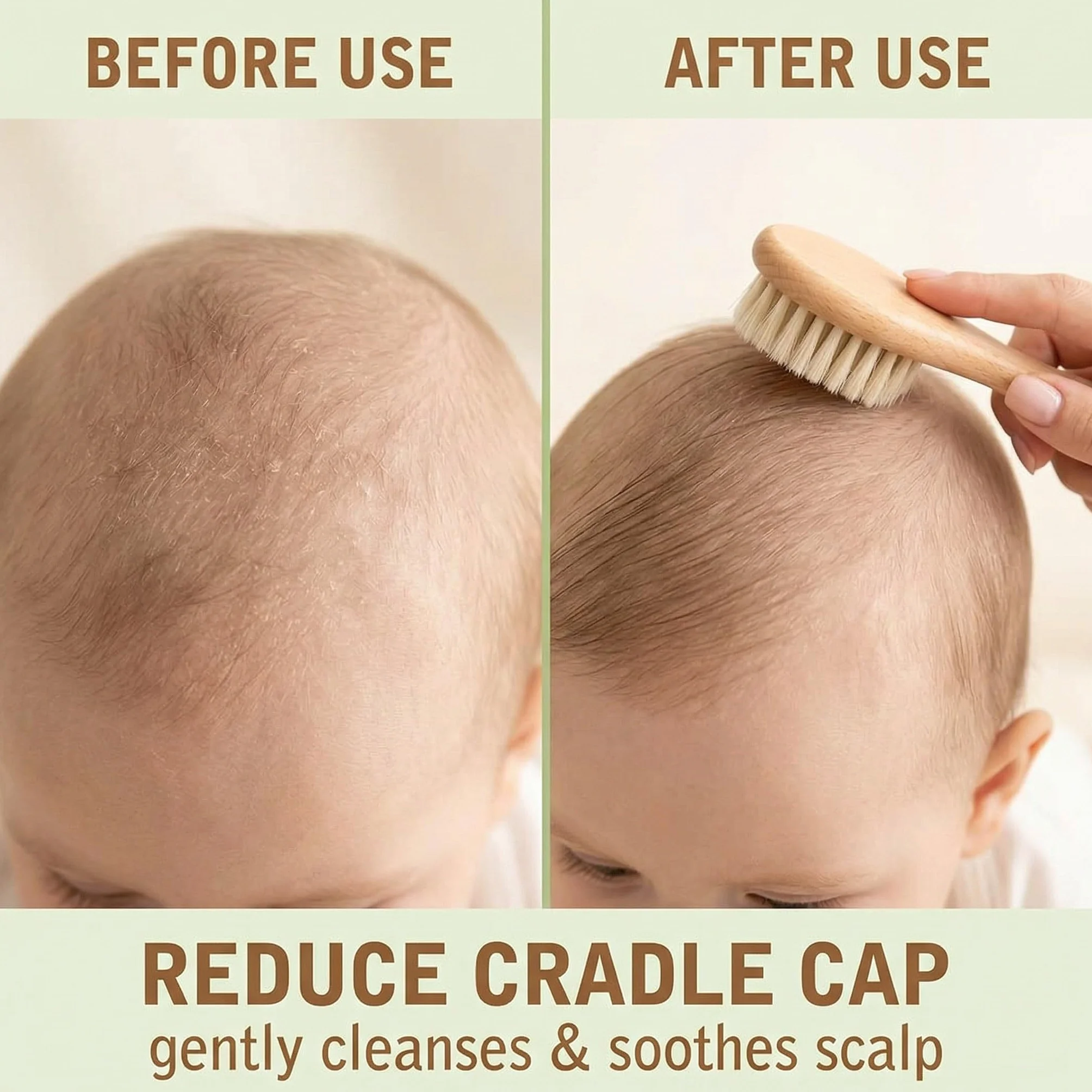 2 Pezzi Spazzole Neonato per Capelli e Serie di Pettini per Neonati - Spazzole in Legno Naturale con Setole di Capra Morbide - Regalo Perfetto per la Doccia per il Bambino