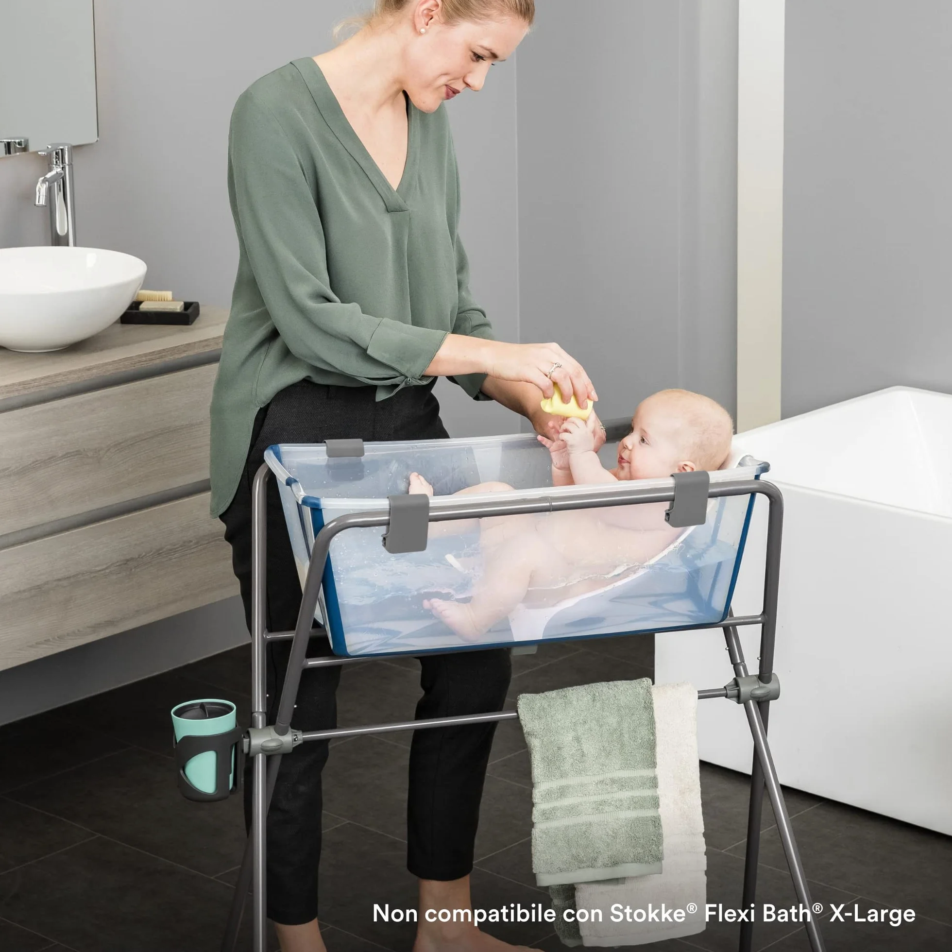 Stokke - Supporto da bagno Flexi, colore: grigio, non compatibile con Flexi Bath XL, ideale per neonati fino a 10 kg