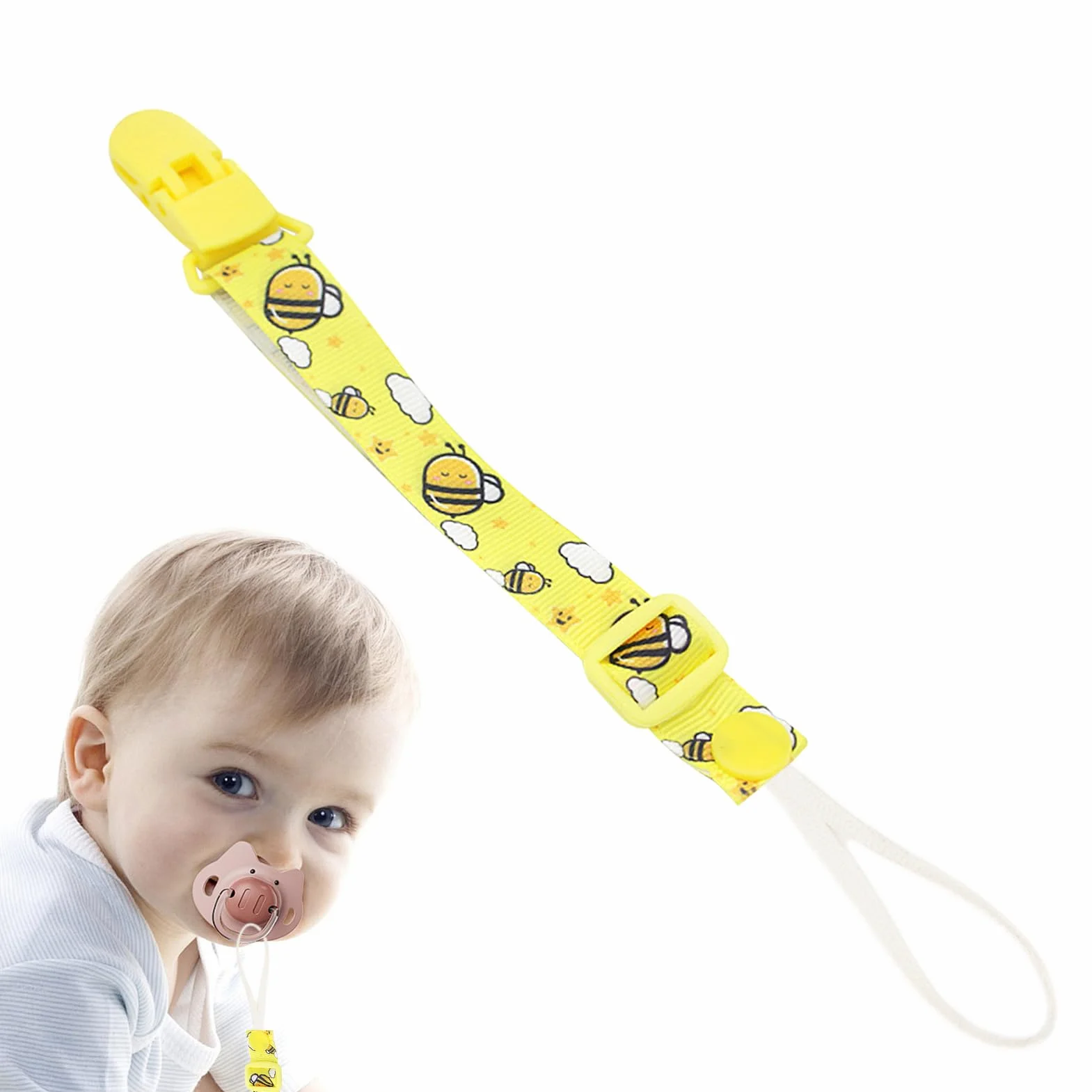 Clip per ciuccio, clip per porta ciuccio - Guinzaglio universale antigoccia per e massaggiagengive,Giocattoli per la dentizione con cordino per, adatti per la maggior parte