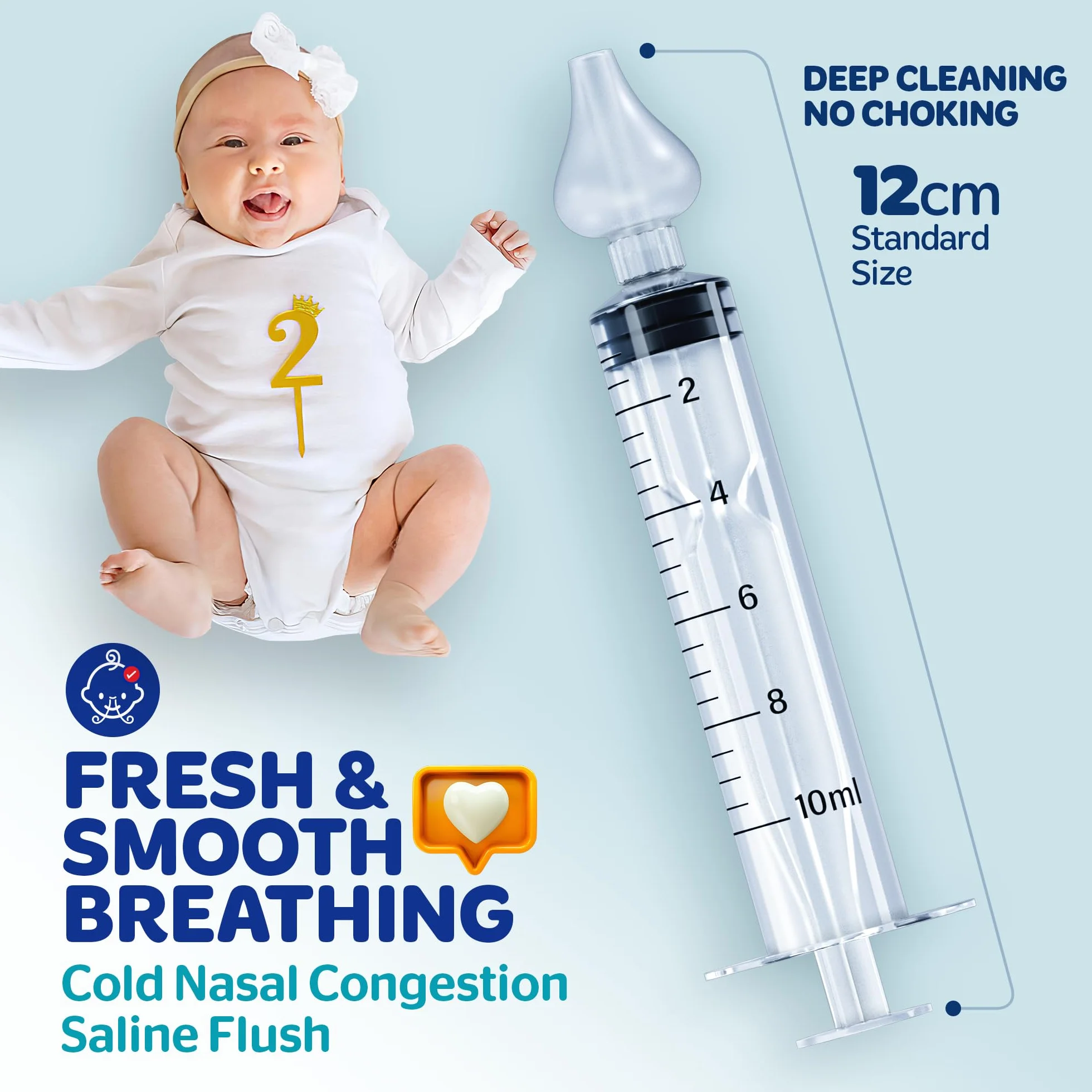 PORTENTUM Lavaggio nasale bambini, irrigatore nasale 10 ml 4 pezzi siringhe lavaggi nasali con punta in silicone morbido