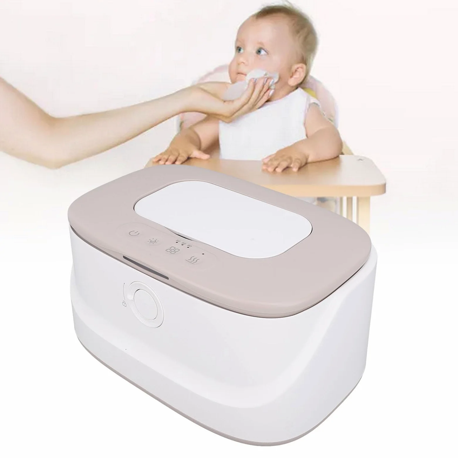 Generic Dispenser Scalda Salviette Umidificate per Bambini Controllo Intelligente della Temperatura Grande capacità con Luce Notturna per la Cameretta dei Bambini (GRAY)