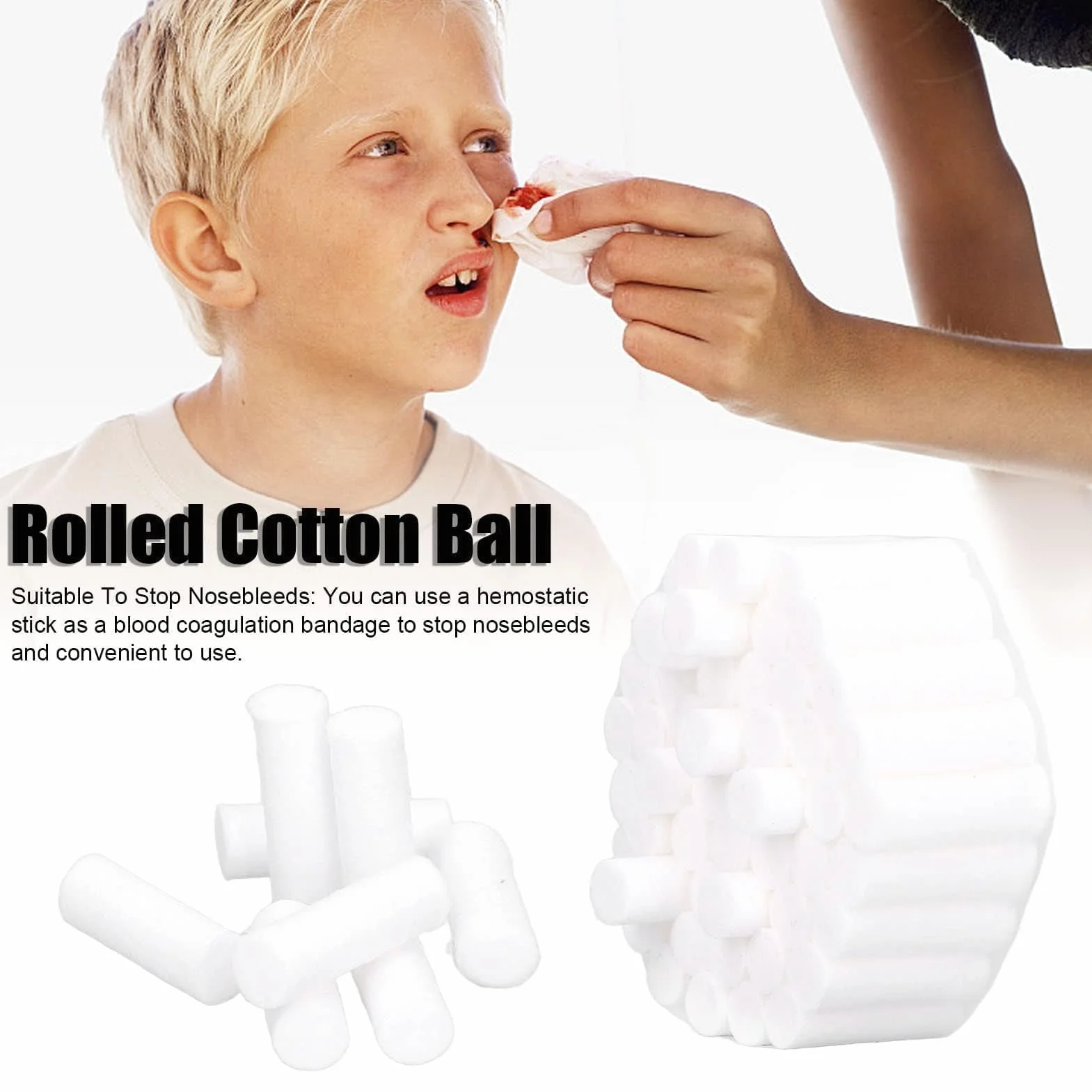 Agatige 100 Pezzi Tappo di sanguinamento nasale per Bambini, tampone di Cotone emostatico Altamente Assorbente per Bocca e Naso