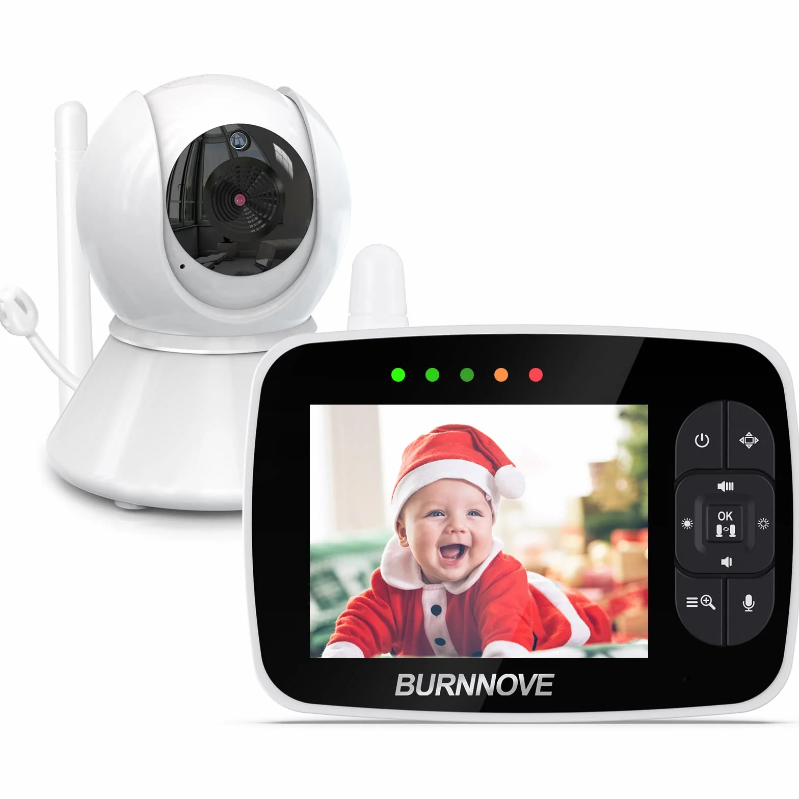 BURNNOVE Baby Monitor 3.5 Pollici Baby Monitor Video e Audio con Videocamera Remota 355° Rotazione, Zoom 2x, Modalità ECO, Visione Notturna 5m, Termometro e Ninne Nanne