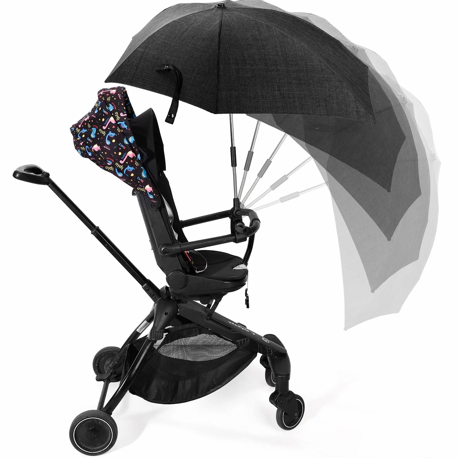 Ombrellino Parasole Passeggino Universale, Ombrellino per Carrozzina, Protezione UV50+, Fissaggio Universale per Tubo Rotondo o Ovale per Passeggino/Carrozzina Bambino, Diametro 78 cm