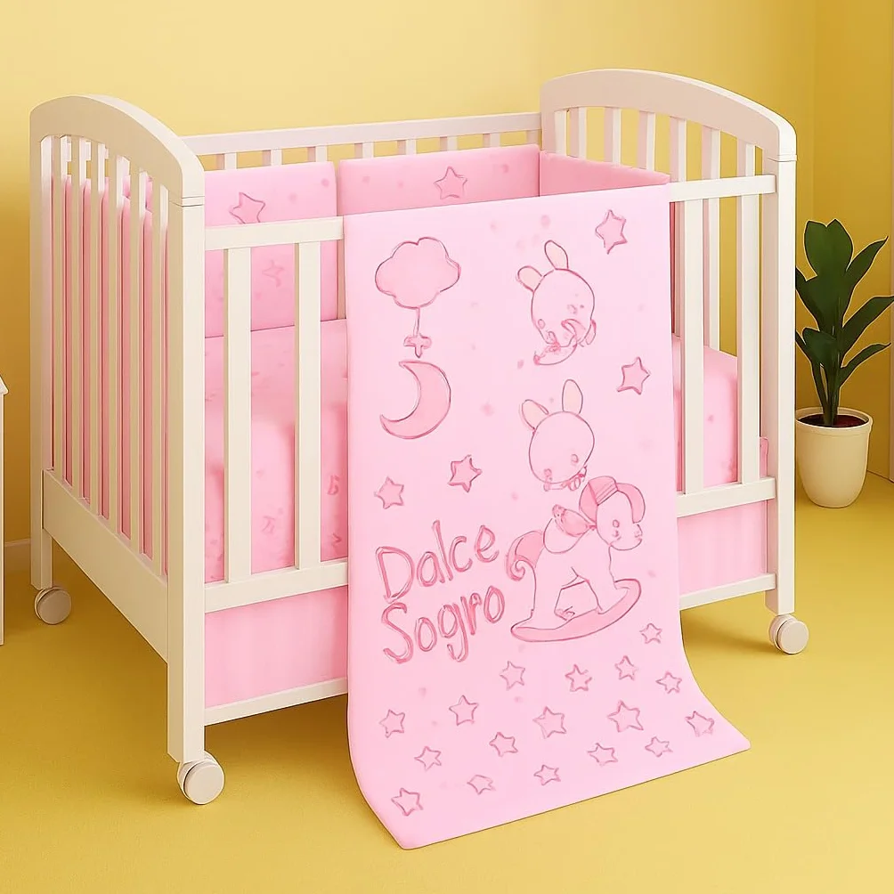 Corredocasa Completo Lenzuola Neonato per Culla - Set di Lenzuola Stampato Sotto Sopra e Federa con Disegni Assortiti Made in Italy, Disponibile in Cotone e Flanella (Rosa, Cotone)