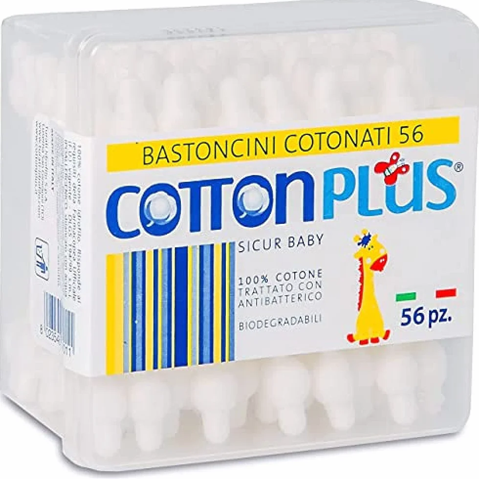 Cotton Plus BASTONCINI COTONATI SICUR BABY 56 pz. - LINEA BABY | BASTONCINI CON PROTEZIONE PER BAMBINI | Igienici e delicati