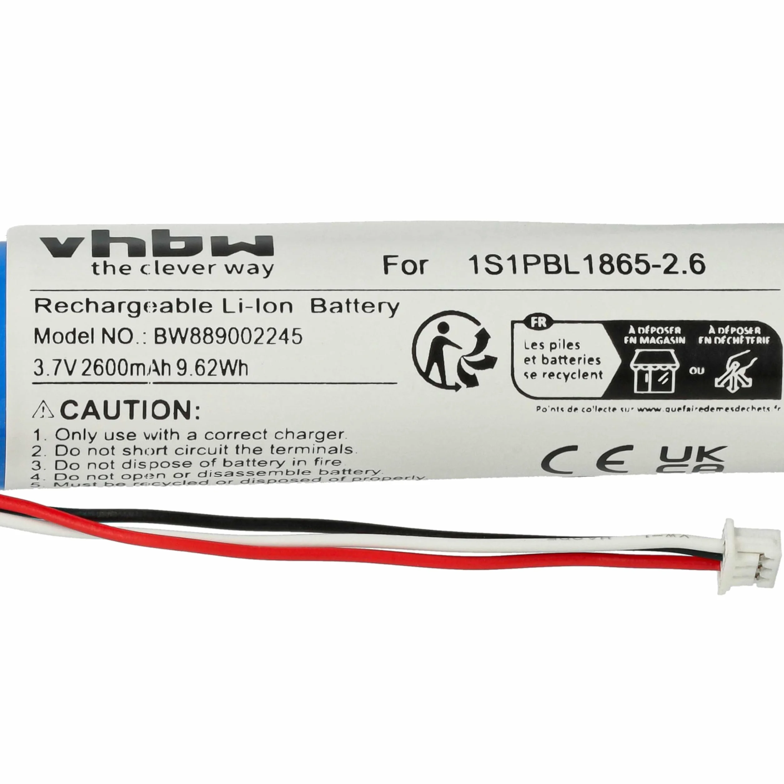 vhbw batteria sostituisce Philips 1S1PBL1865-2.6 per babyphone (2600mAh, 3,7V, Li-Ion)