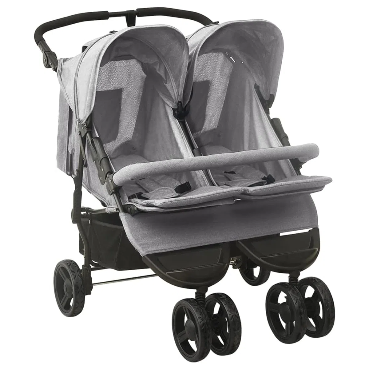 LAPOOH Passeggino Gemellare Grigio Chiaro in Acciaio,Bebè e Bimbi,Trasporto Bebè,Passeggini-10241