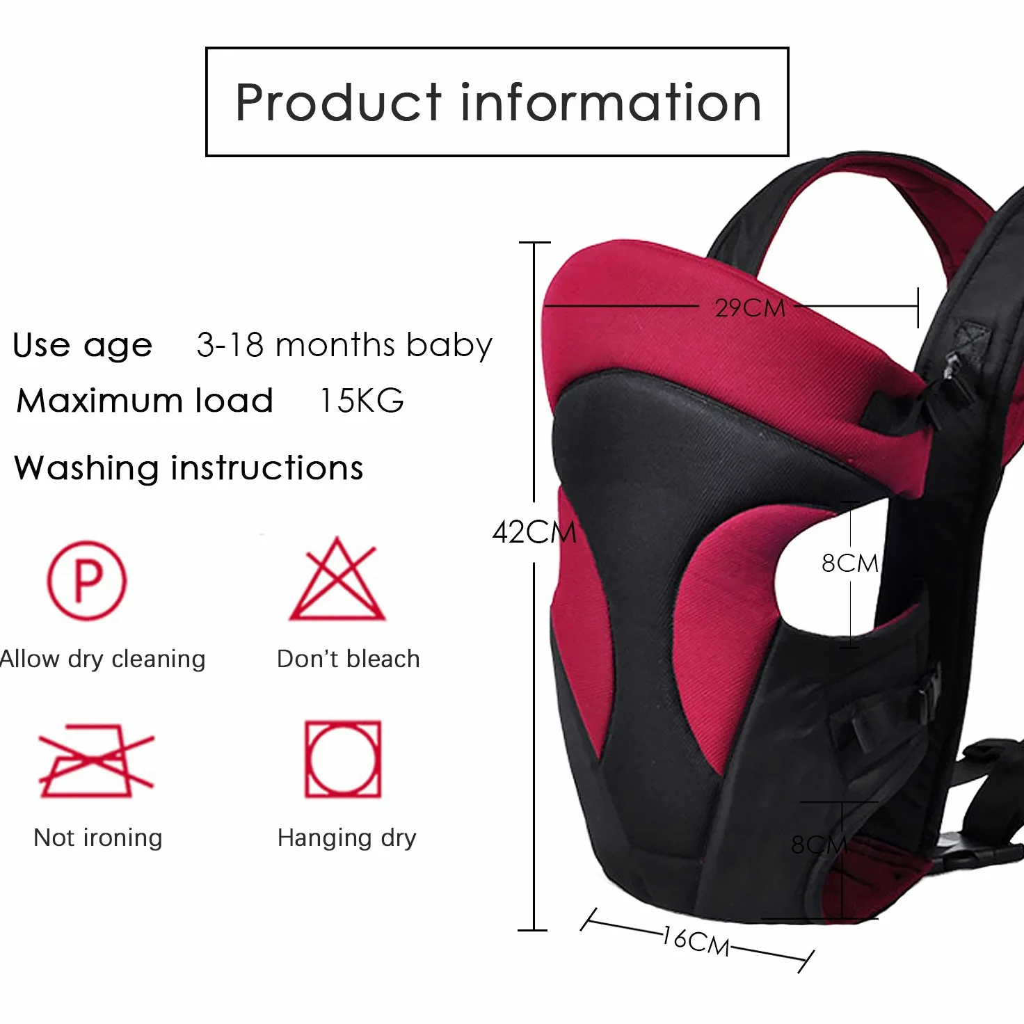SONARIN Nuova Marsupio Neonati,Sicura e Comoda,rinforzata in posizione ergonomica, portatile traspirante multifunzionale all-season,varietà di posizione, il miglior regalo per bambini(Rosso scuro)