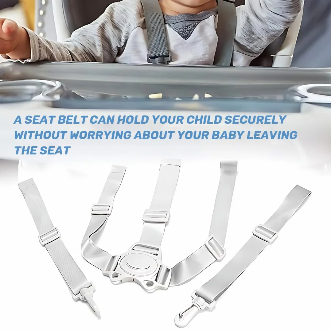 Imbracatura Bambini, Cintura Sicurezza Bambini, Cintura Sicurezza Bambini per Seggiolone 5 Punti Universale Regolabile Seggiolone Cintura Imbracatura per Passeggino Carrozzina (Fibbia Grigia)