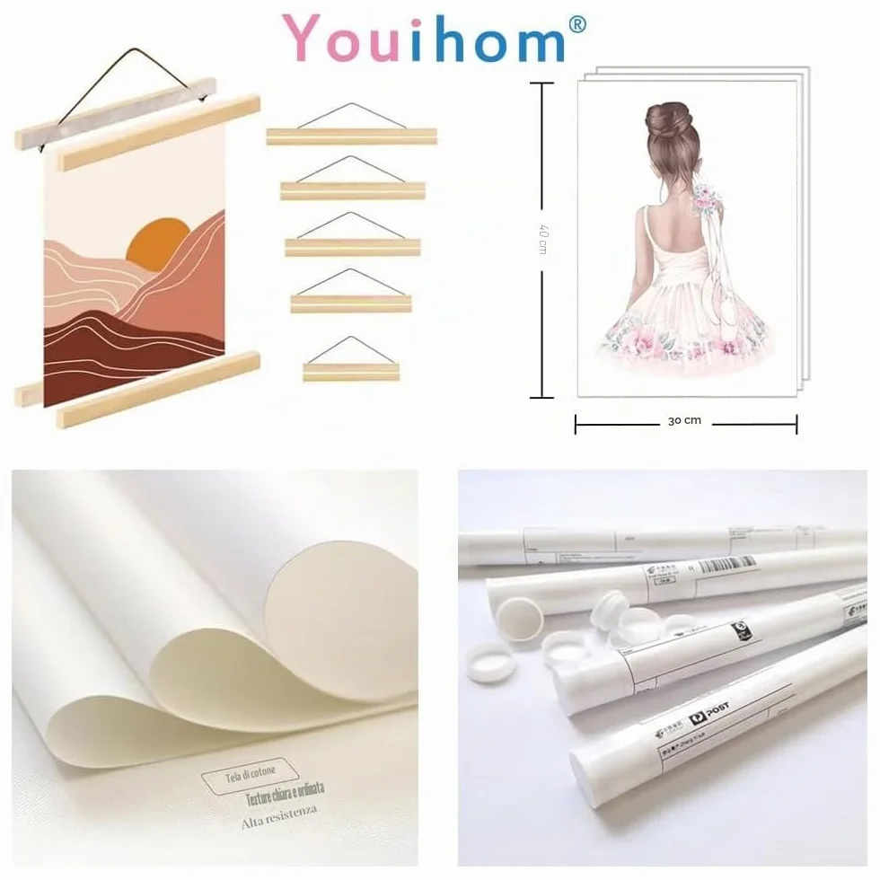 Youihom 3 Stampe per Cameretta Neonato Orso Beige Quadro Camera da Letto Bambini Palloncino Nuvola Luna 30x40 Quadretti Cameretta Ragazzo Stella Poster Tela senza Cornice
