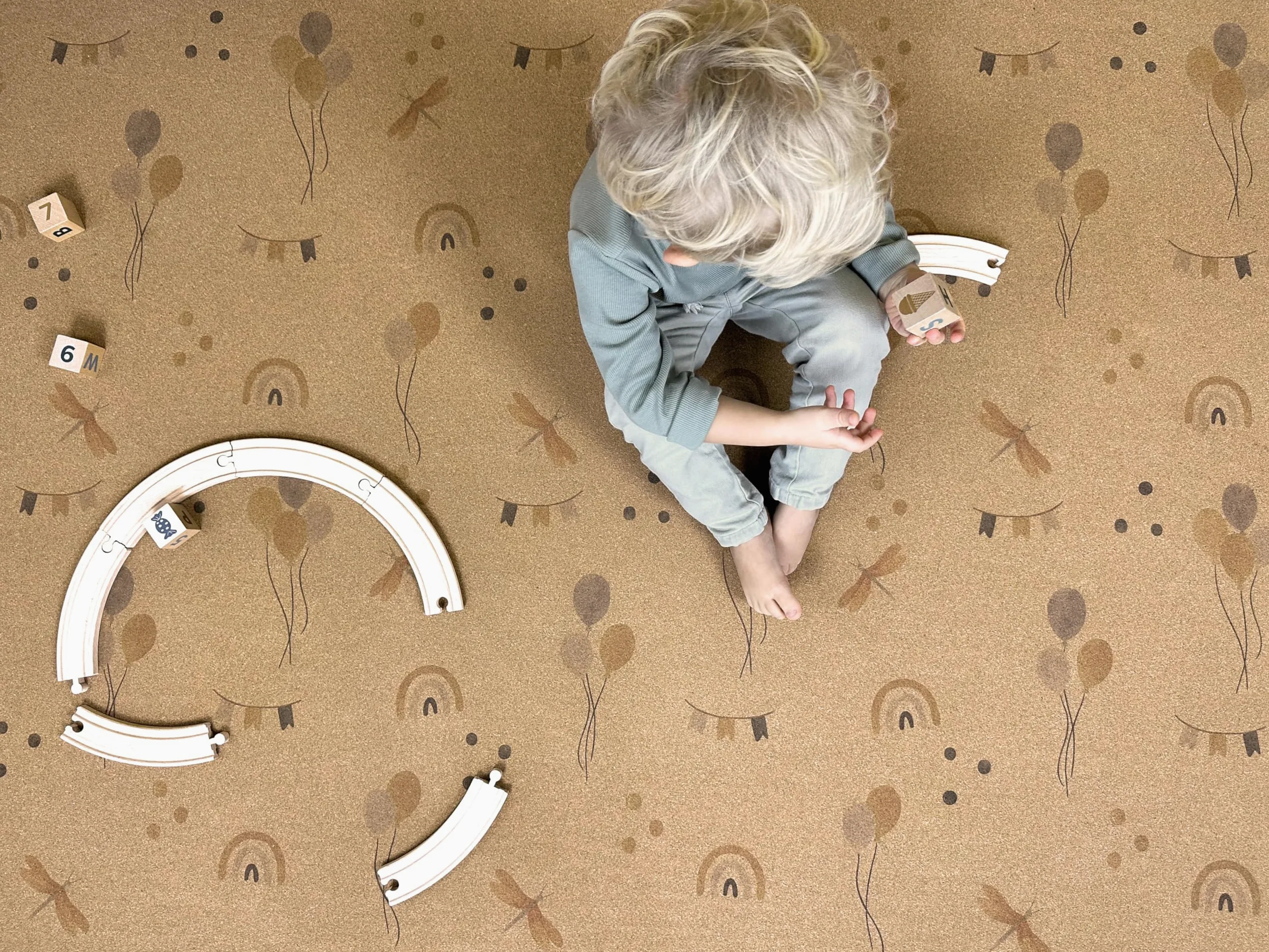 LITTLE LEMON Tappetino da gioco per bambini, in sughero e gomma naturale, 180 x 115 cm, privo di BPA e sostanze nocive, antiscivolo