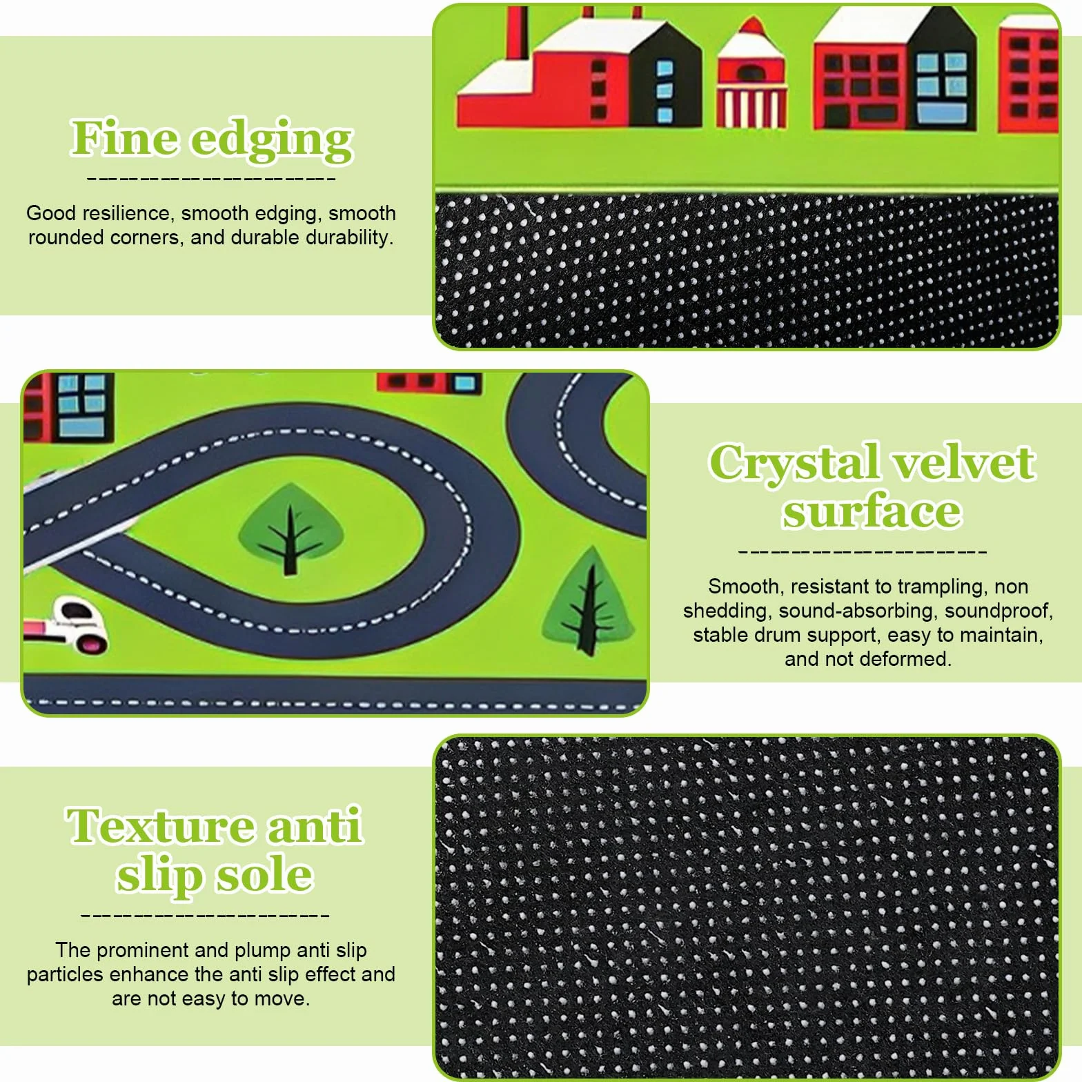 PORFOYO Tappeto Gioco,80 * 120 CM Tappetino Da Gioco,Tappeto Macchinine,Tappeto Stradale,Tappeto Da Gioco Pieghevole Per Decorare Una Sala Giochi O Una Camera Da Letto,Antiscivolo, Resistente,Verde
