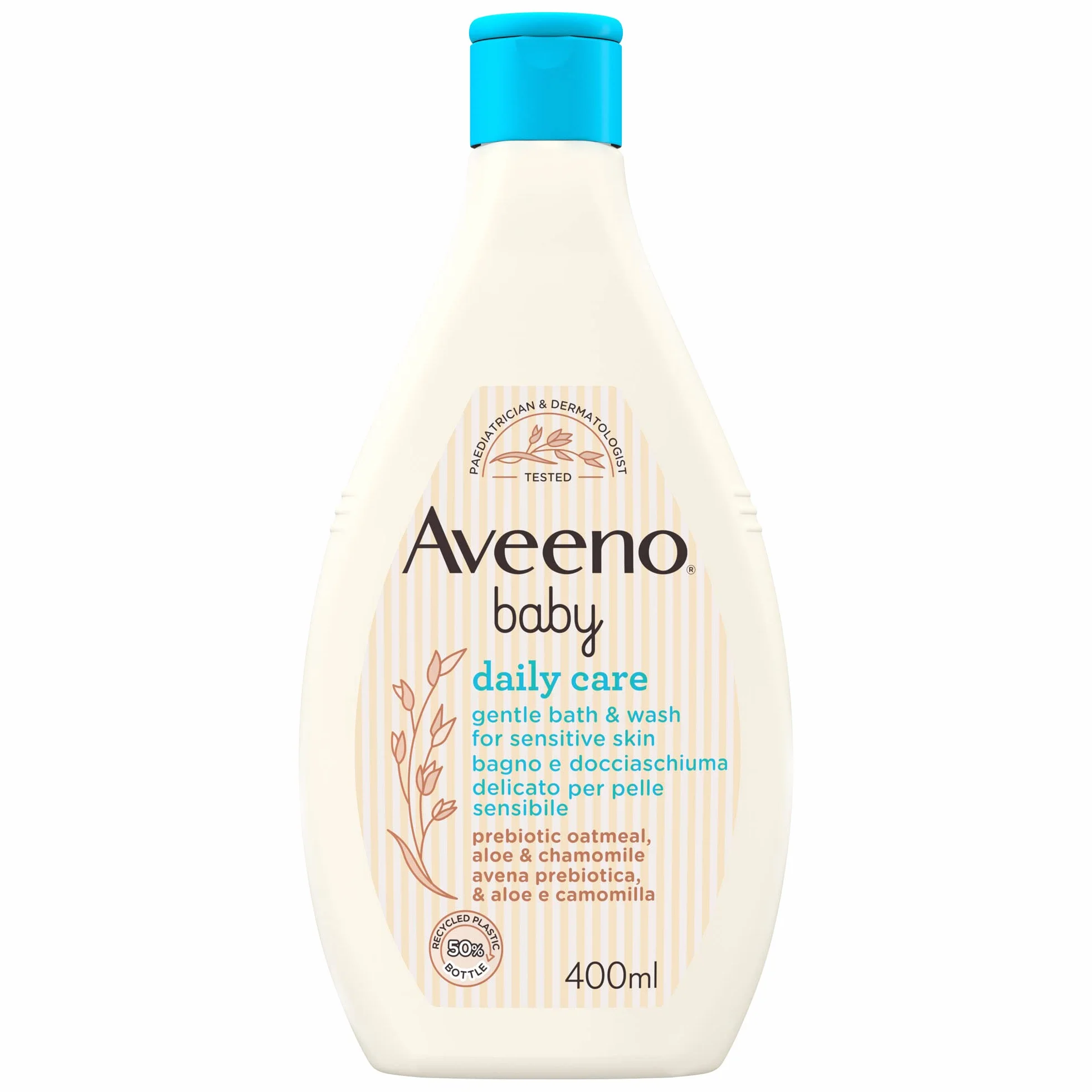 Aveeno Baby Daily Care Bagno e Docciaschiuma Delicato, Bagnoschiuma bambini per una detersione profonda della pelle sensibile, Bagnoschiuma neonato con Avena per il bagnetto, 400 ml