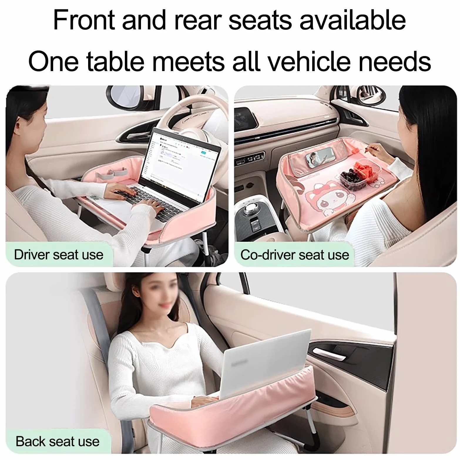 Organizer per seggiolino Auto con Spallacci Regolabili in Lunghezza, Auto Organizzatore Kick Mats Impermeabile Sedile Posteriore, Organizer per sedili Posteriori con(Pink)