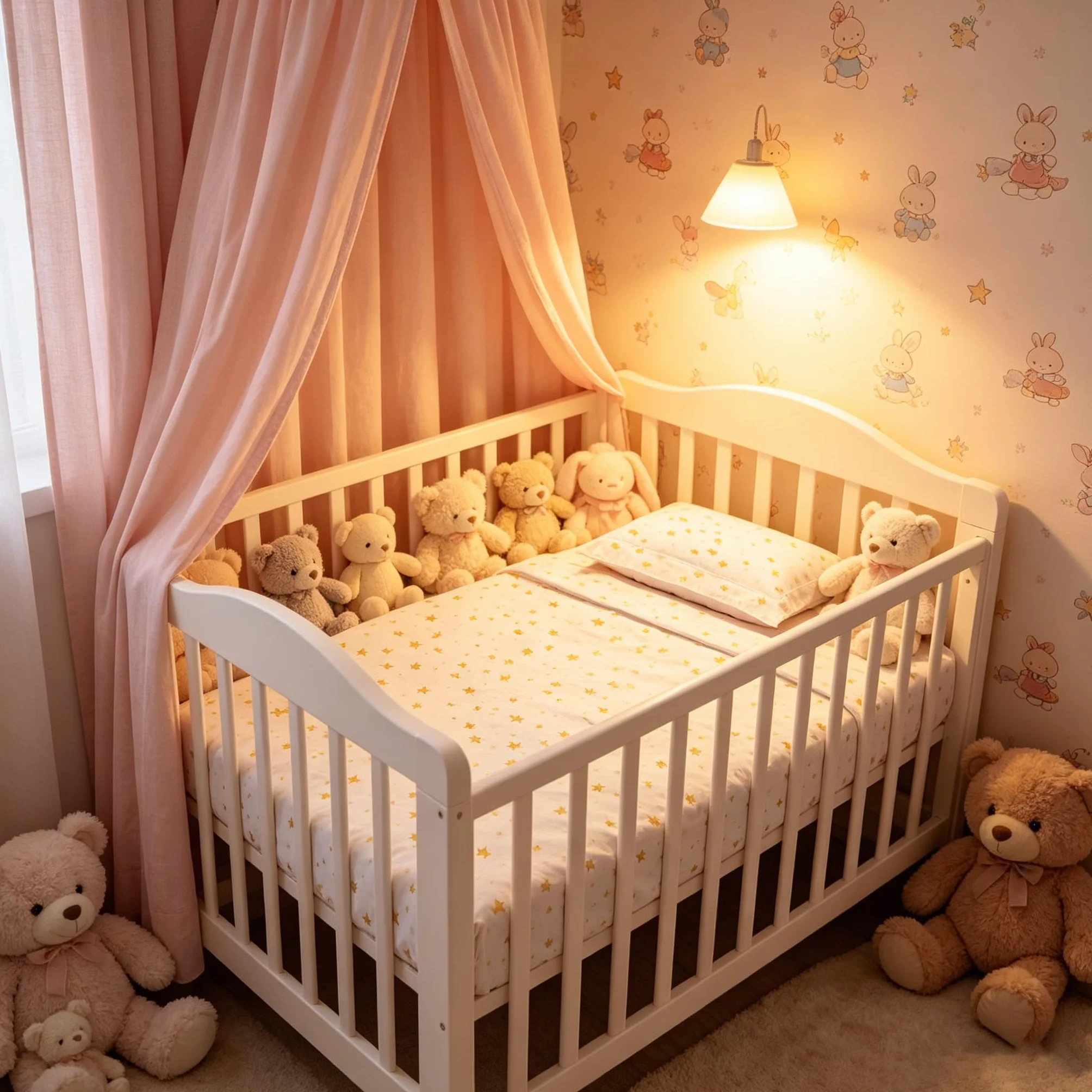 various Set Lenzuola Lettino Neonato 60x120 cm, 100% Cotone Extra Morbido, Include Lenzuolo con Angoli, Lenzuolo Sopra e Federa, Biancheria Letto Bambino Traspirante Motivo Stelle Beige