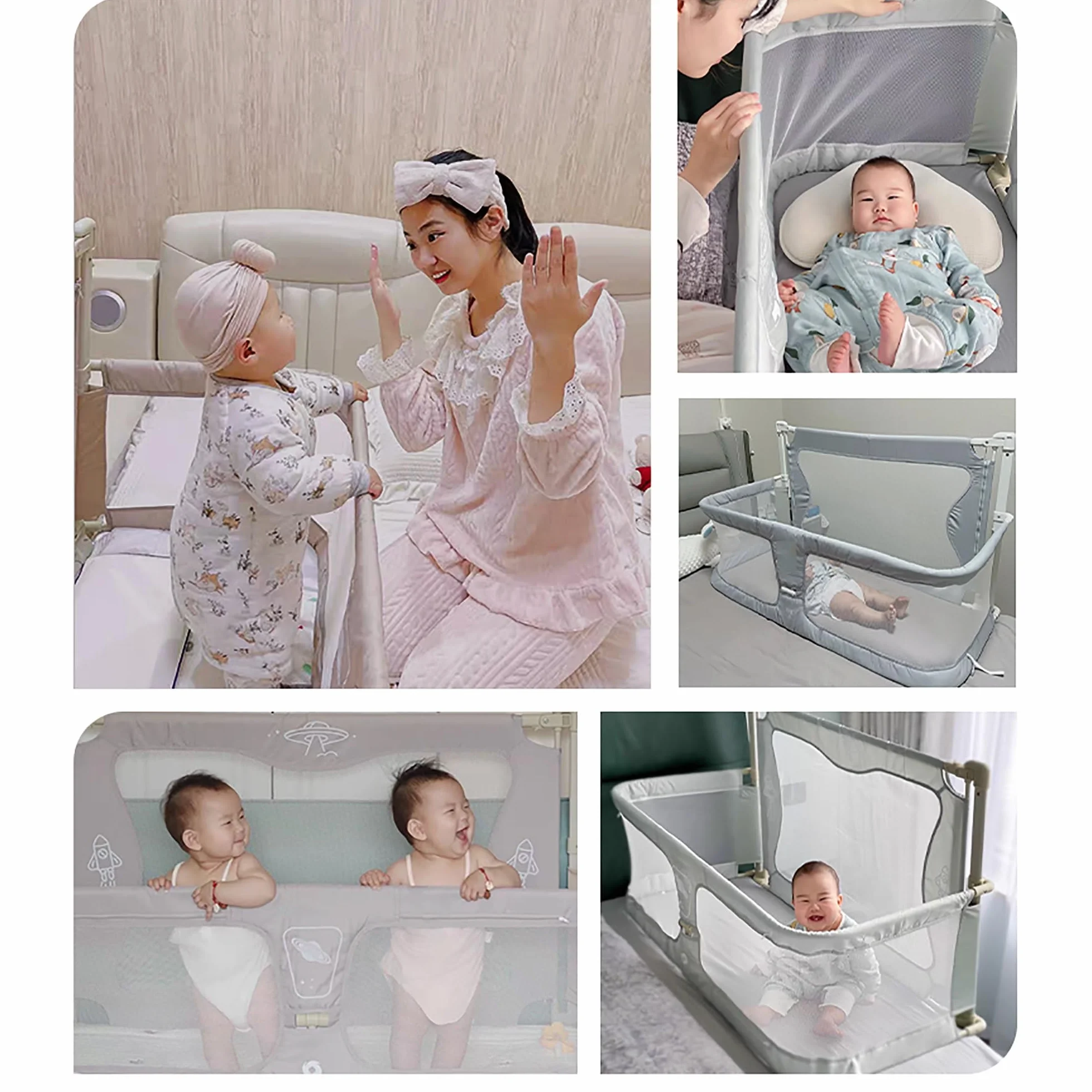 3 in 1 Culla per Neonato Fianco Letto, Culla Nex to Me, culla per Bambini, culla portatile pieghevole, finestra in rete traspirante e visibile, fodera morbida lavabile e robusta lega di alluminio ( Co