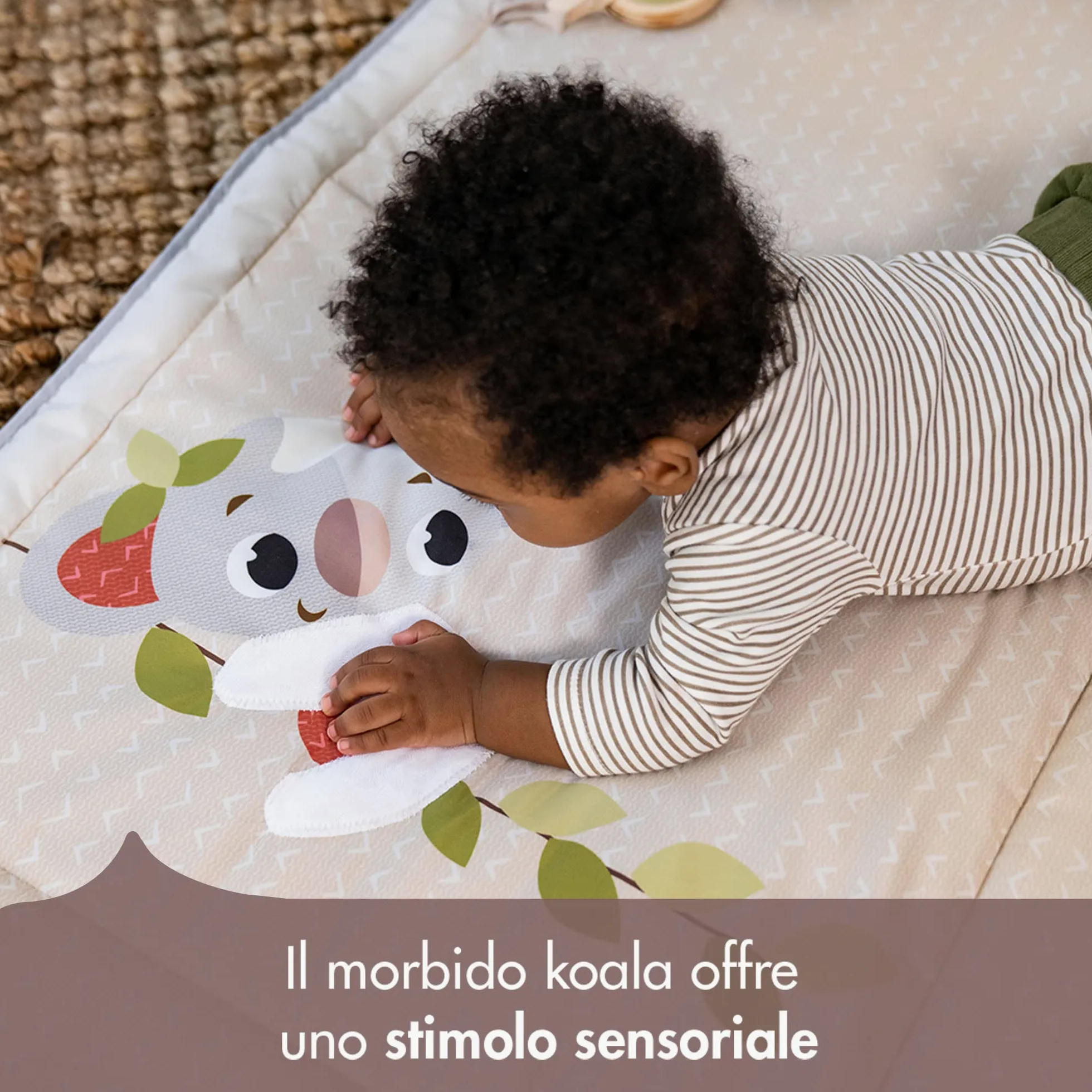 Tiny Love Super Mat Tappeto Sensoriale Bambini XL (150x100 cm), 0+, 6 Attività, Specchio, Sonaglino, Gioco Frusciante, 12 Carte Traguardo, Boho Chic