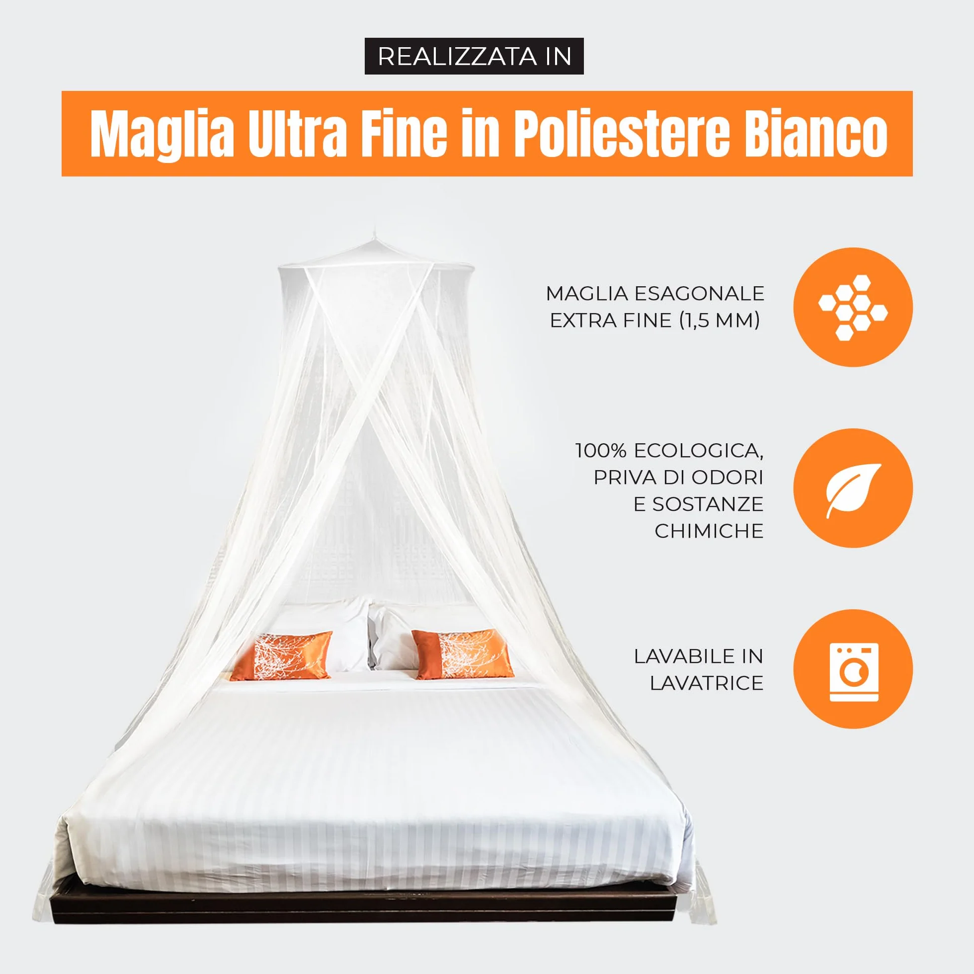 MEKKAPRO Zanzariera Letto Matrimoniale XL, Zanzariera da Letto Matrimoniale a Baldacchino, Culle o Amache, Zanzariera per Letto Matrimoniale con 2 Aperture, Contro Mosche, Vespe e Altri Insetti