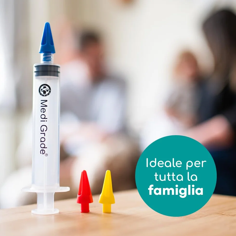 Medi Grade Kit Siringa per Pulizia Orecchie con Olio d’Oliva in Gocce – Siringa per Tappi Orecchie con 3 Punte a Getto Quadruplo – Kit Medico per Uso Domestico - Migliora L’udito