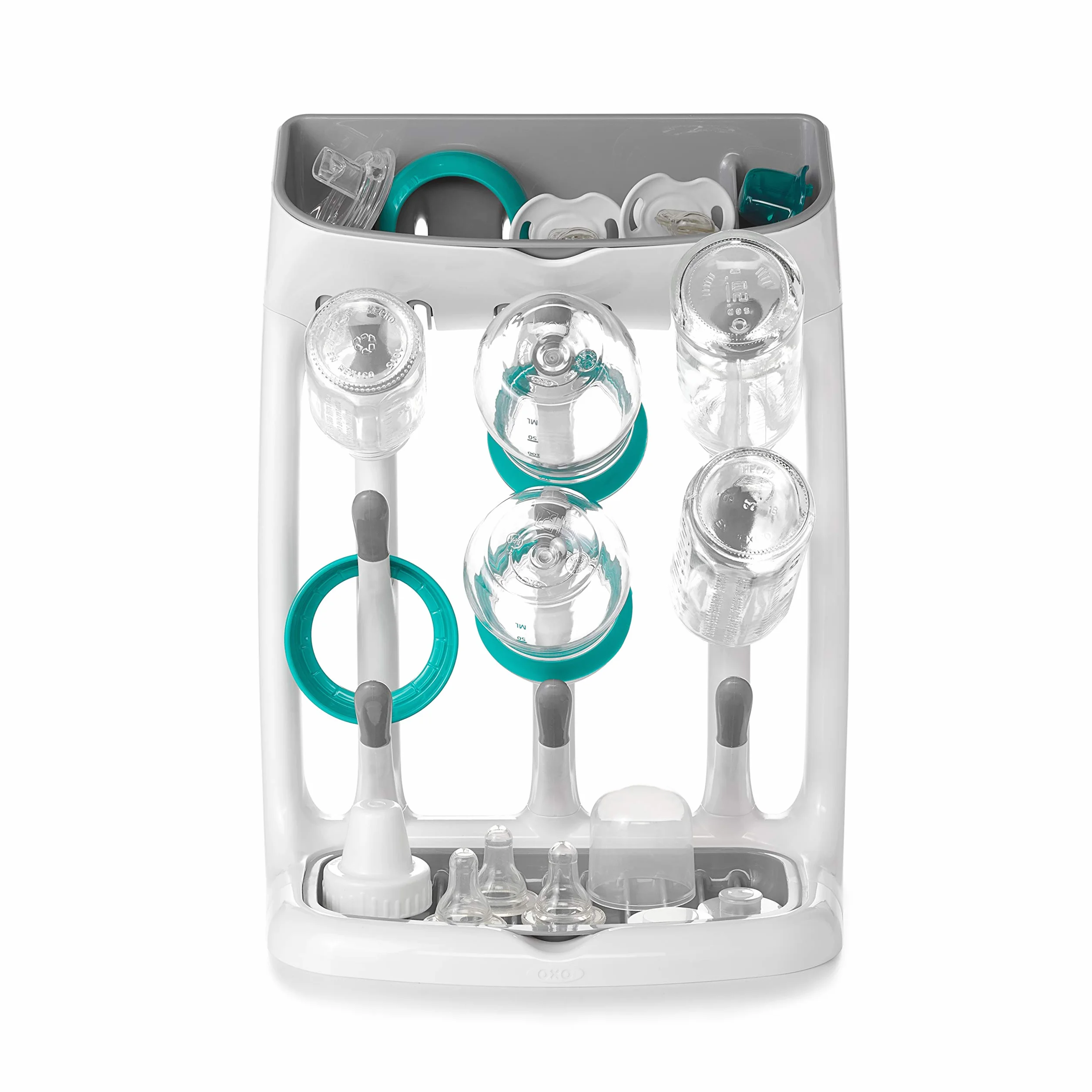 OXO Tot - Scolapiatti salvaspazio, colore: grigio e bianco