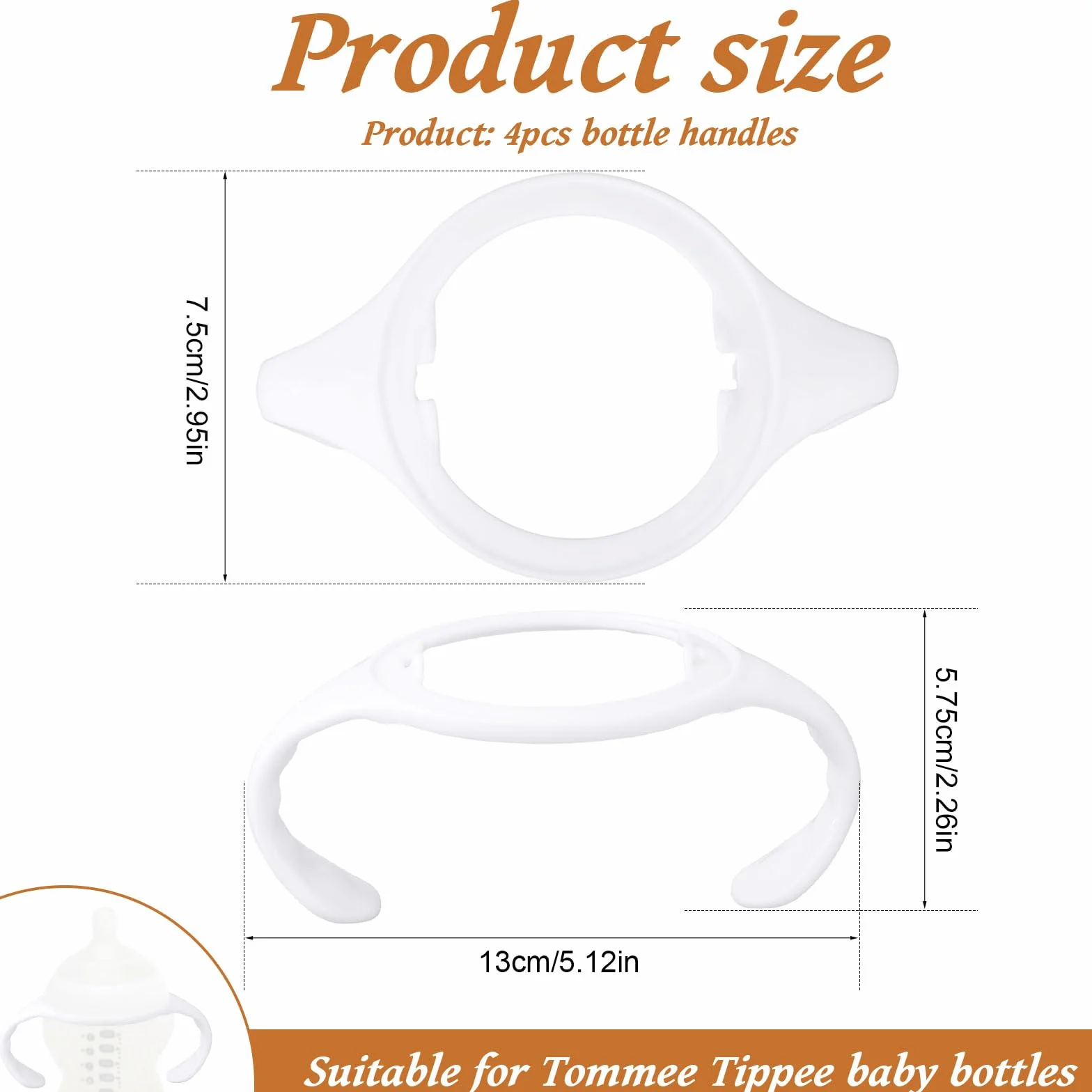 lasuroa 4pz Manici per Biberon per Tommee Tippee, Impugnatura Ergonomica Antiscivolo Un Facile Senza BPA Supporto di Ricambio Biberon Neonati