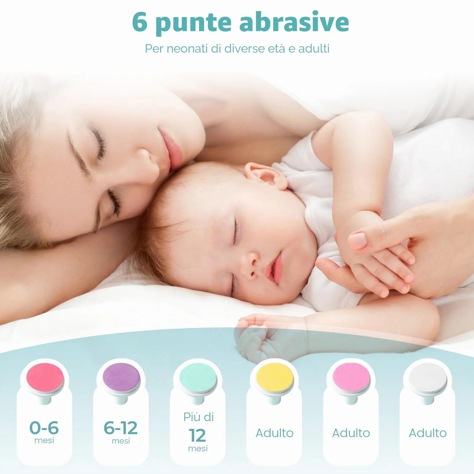 Blendura Lima Unghie Neonato Elettrica, Lima per Unghie Elettrica 6 in 1 per Bambini di Tutte le Età