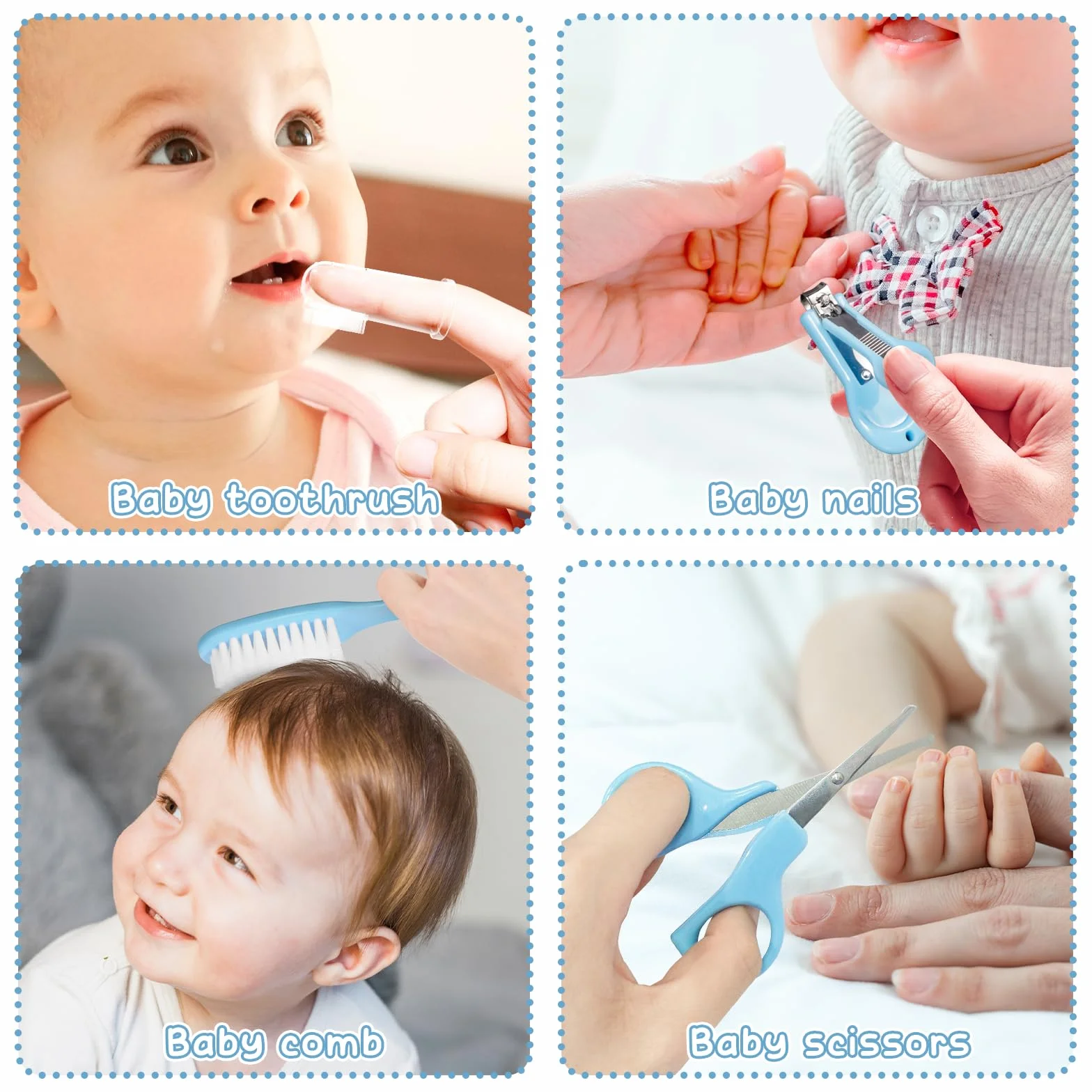 Kit Unghie Neonato, Set di 13 Pezzi, Dotato di Set Manicure Neonato, Neonato Accessori Utili,Pettini e Altri Vari Set di Assistenza Alla Sicurezza Del Bambino, Baby Daily Care Essentials (Blu)