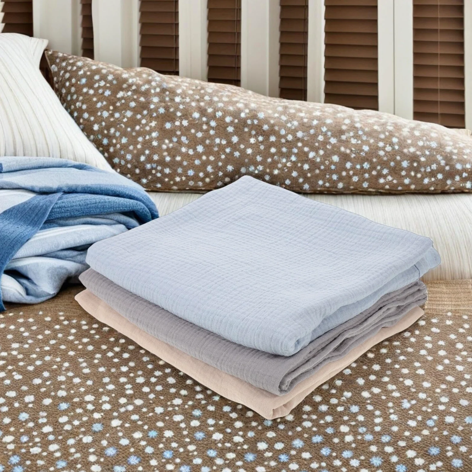 Toyvian 3 Pezzi Coperta Mussola per Ragazzo Ragazza Morbido Swaddle Traspirante Unisex Avvolgente per Sonno e Bagno Design Ampio e Facile da Usare per Ragazzo Ragazza