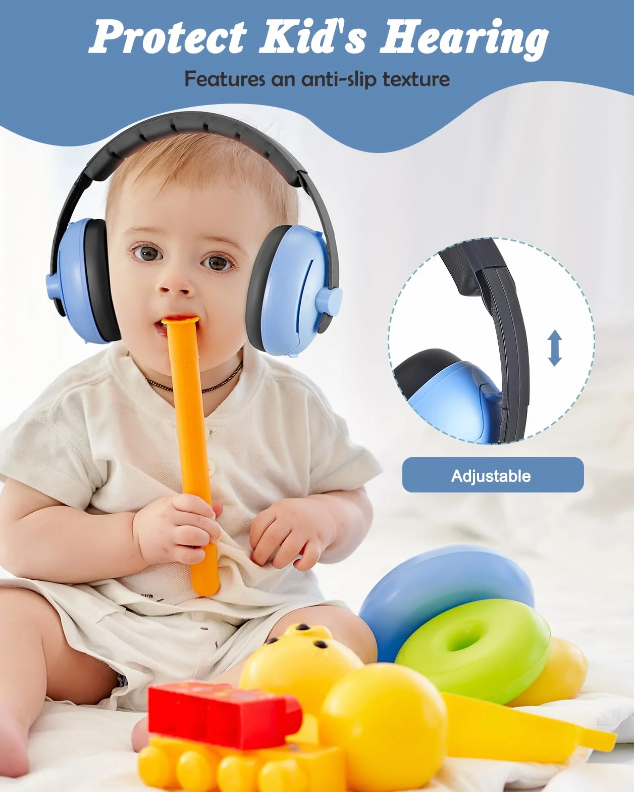 Lictin 2 in 1 Cuffie Neonato Antirumore -25dB,Protettori acustici per neonati, archetto regolabile, antiscivolo e antistress, protezione acustica ideale per neonati fino a 48 mesi