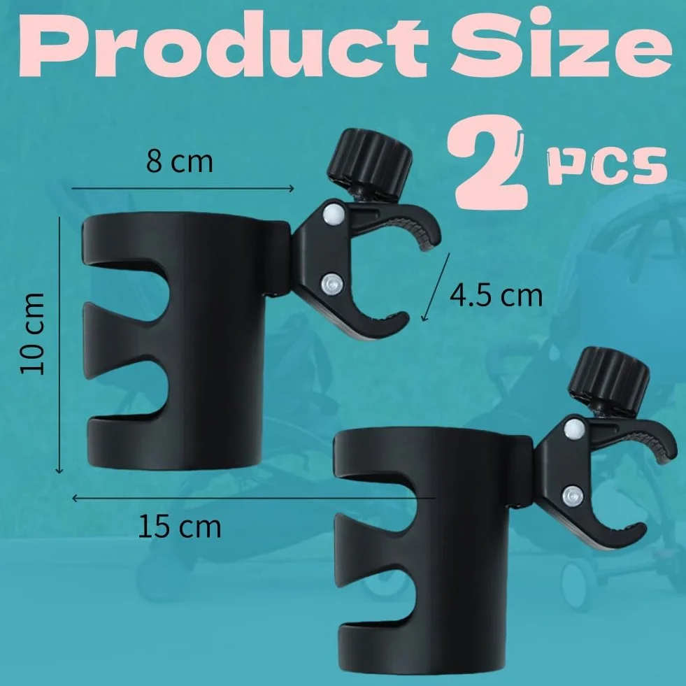 Portabicchieri per Passeggino,2 pezzi Stroller Cup Holder,Porta Borraccia Bici,Porta Biberon Sedia a Rotelle,Porta Caffè porta Tazze,per Bicicletta,Trolley,Mountain Bike
