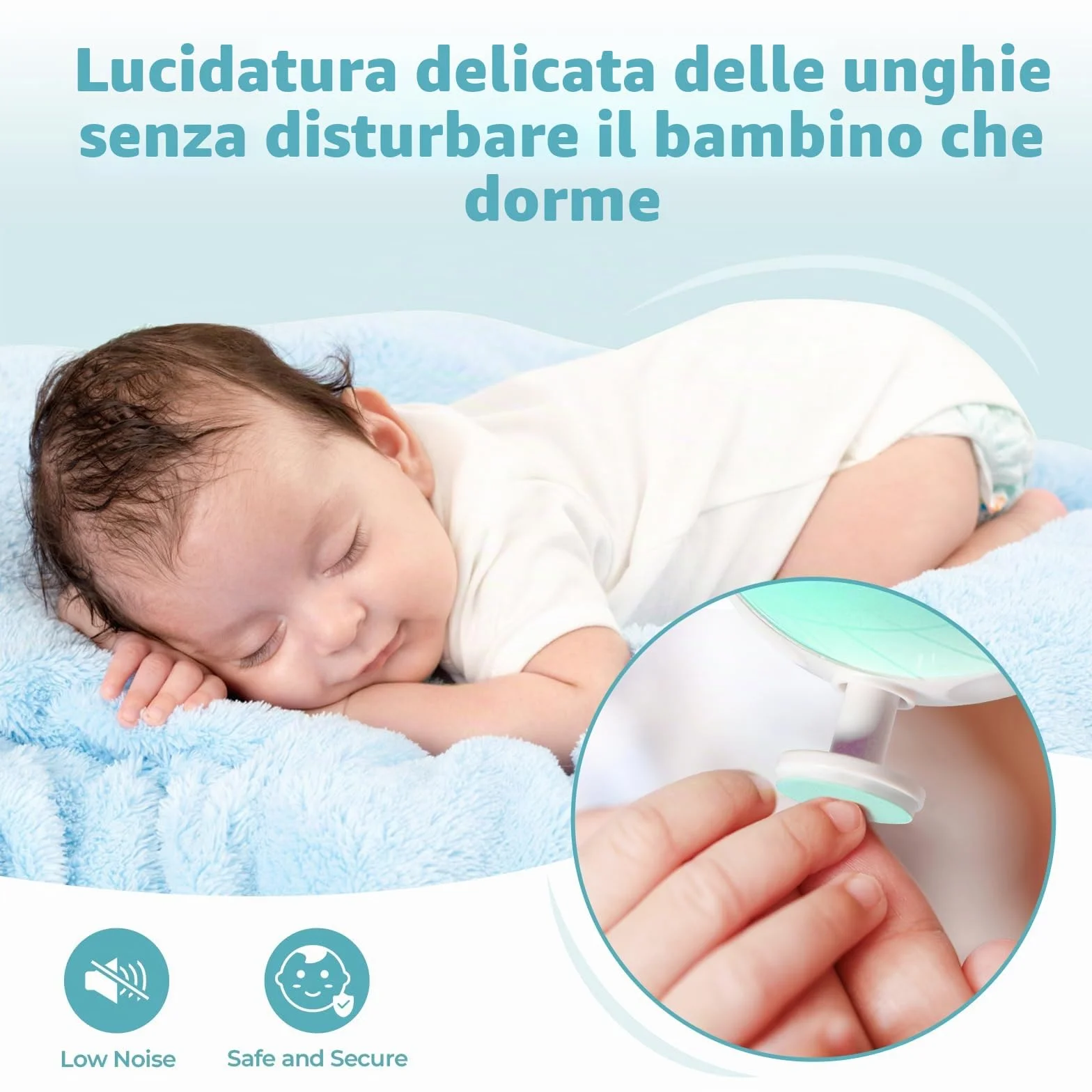 Blendura Lima Unghie Neonato Elettrica, Lima per Unghie Elettrica 6 in 1 per Bambini di Tutte le Età