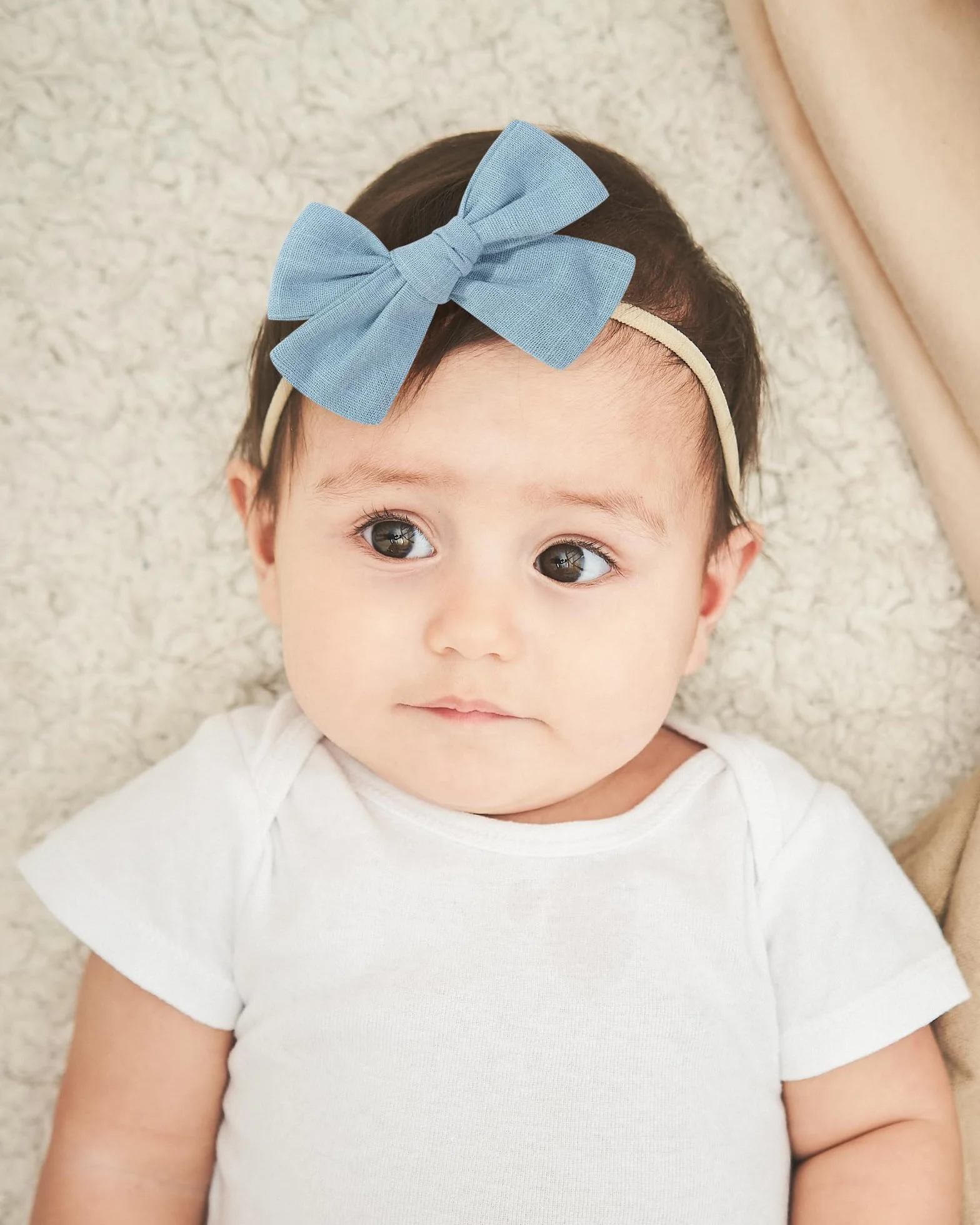 10PZ Fascia Capelli Neonata Fiocchi di Nylon Cotone Lino Hairbands Handmade Accessori per Capelli Bambina e Bambini 3.5Inches