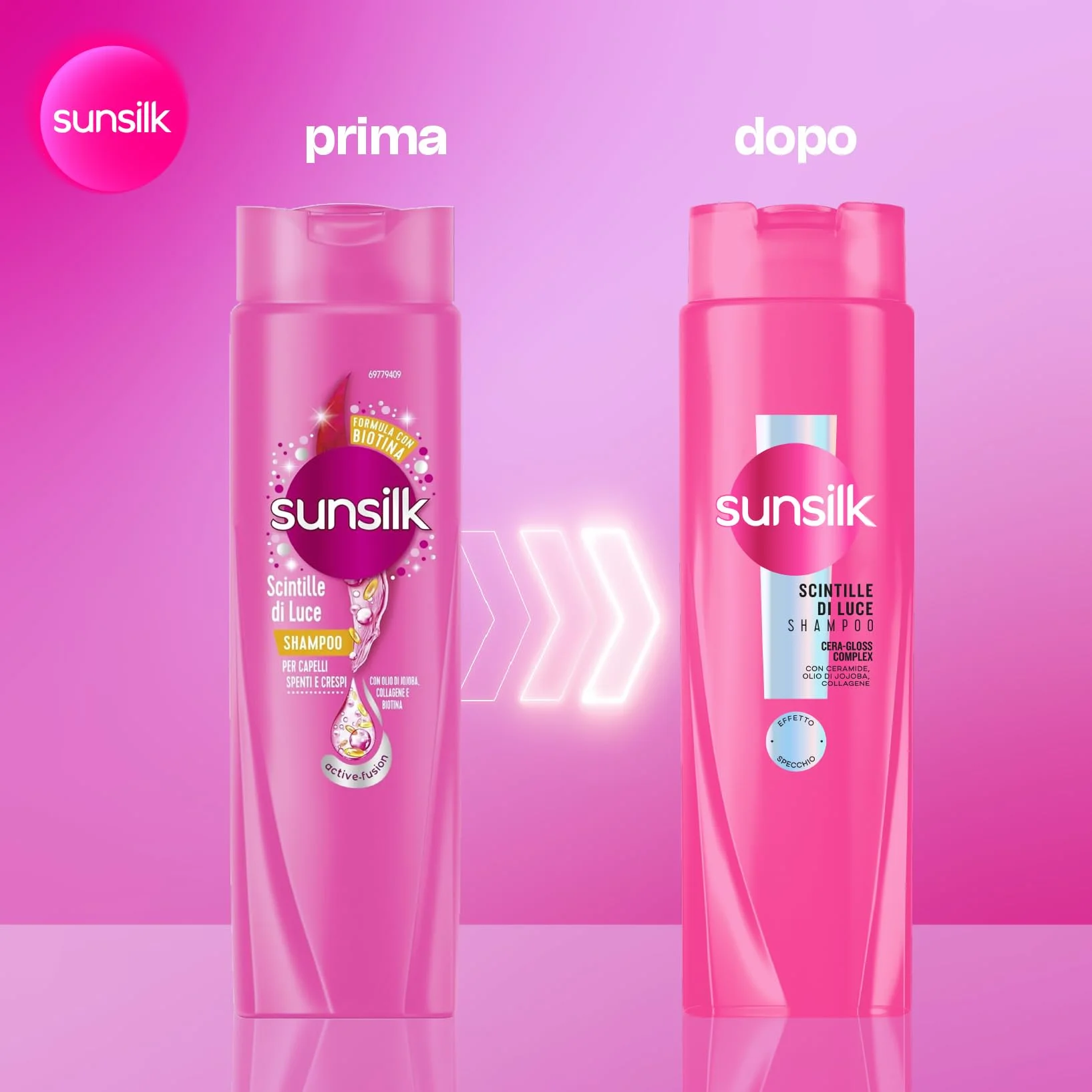 Sunsilk, Shampoo Scintille di Luce, Shampoo Idratante e Districante, Dona Lucentezza al Capello, Formula Arricchita con Cera-Gloss Complex con Ceramide, Olio di Jojoba e Collagene, Formato XXL 810 ml