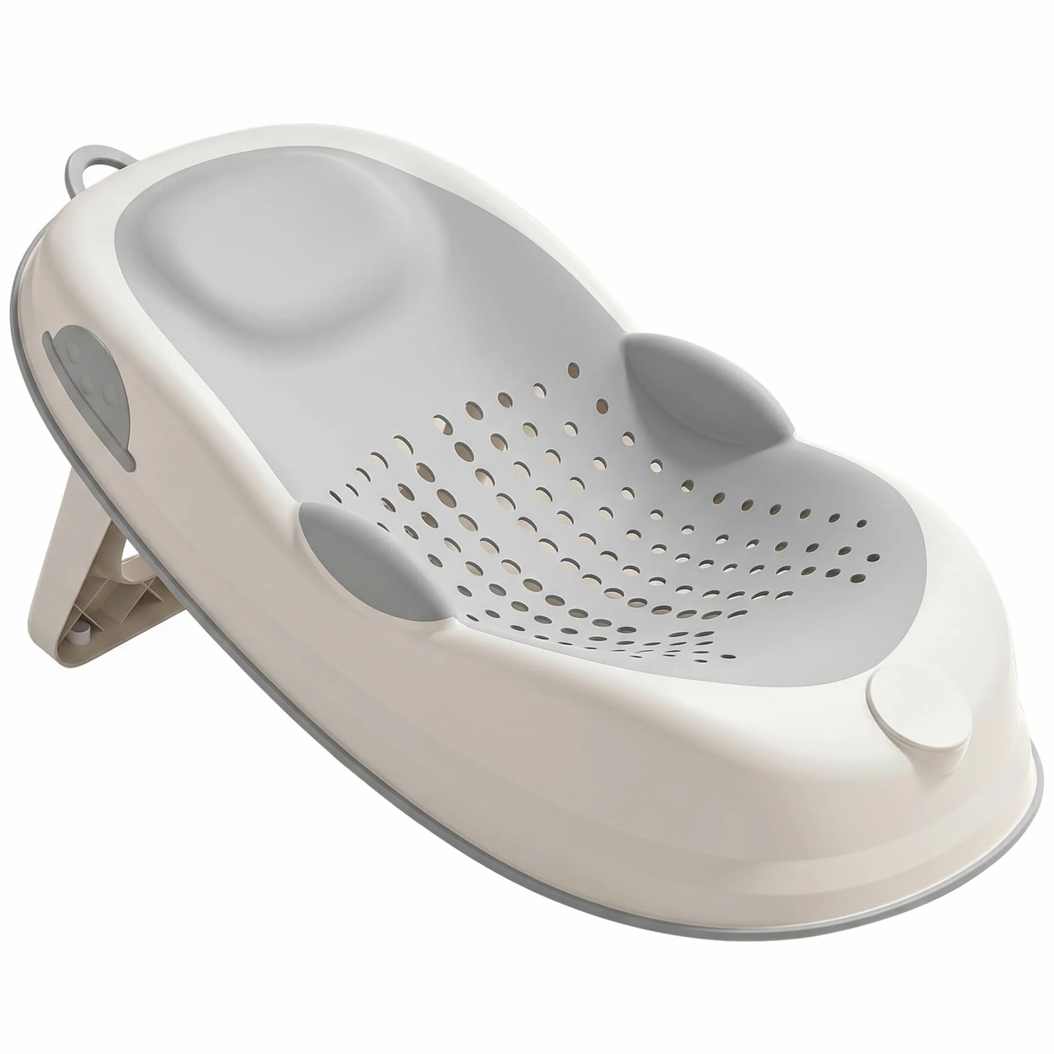 Supporto per bagnetto, seggiolino per vasca da bagno antiscivolo con supporto morbido per la colonna vertebrale e piedini pieghevoli, grigio