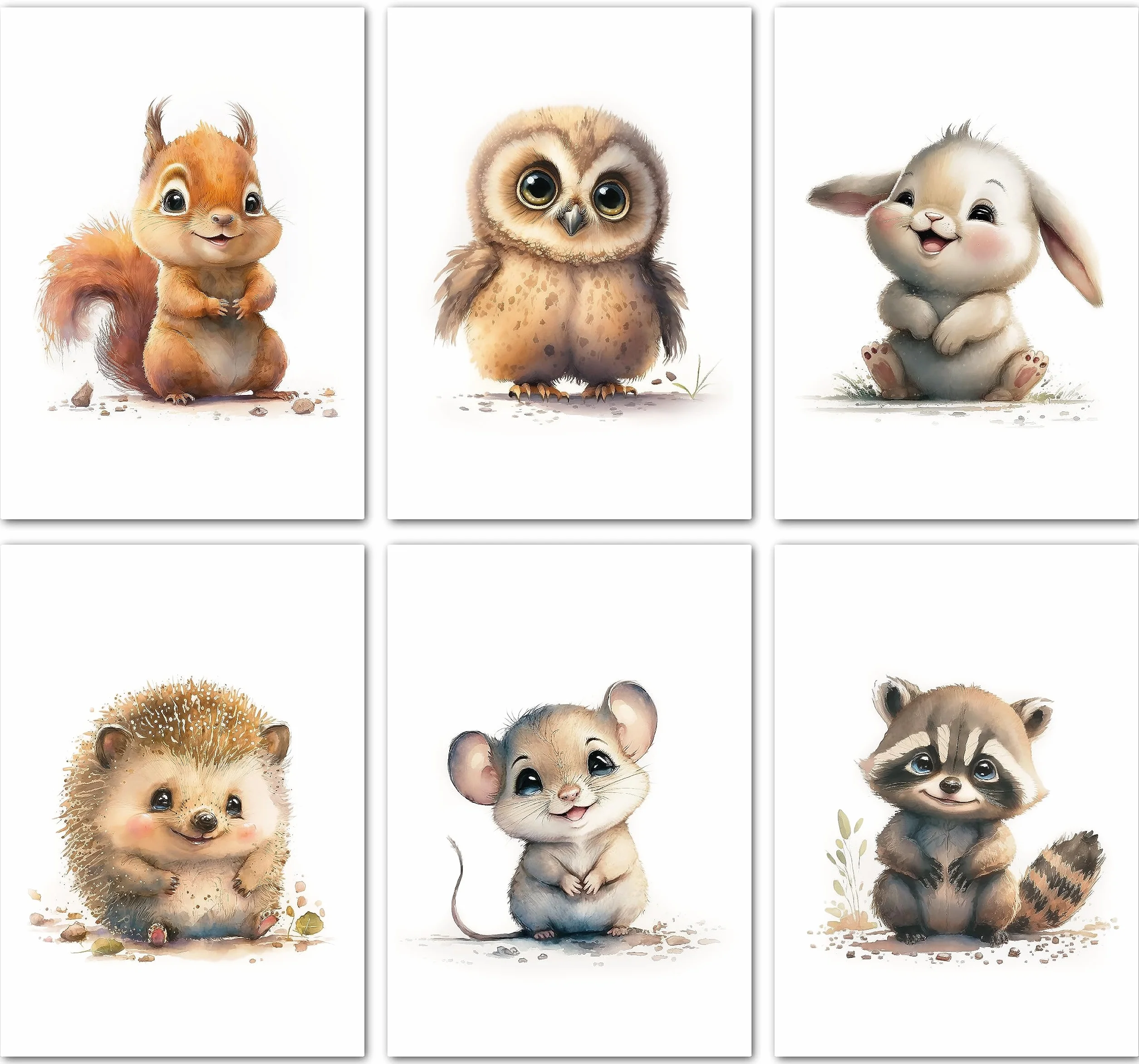LAVEMA Felici animali della foresta - Poster per la decorazione della stanza dei bambini - per ragazzi e ragazze - decorazione per la cameretta dei bambino - 6 poster 21x30cm senza cornice