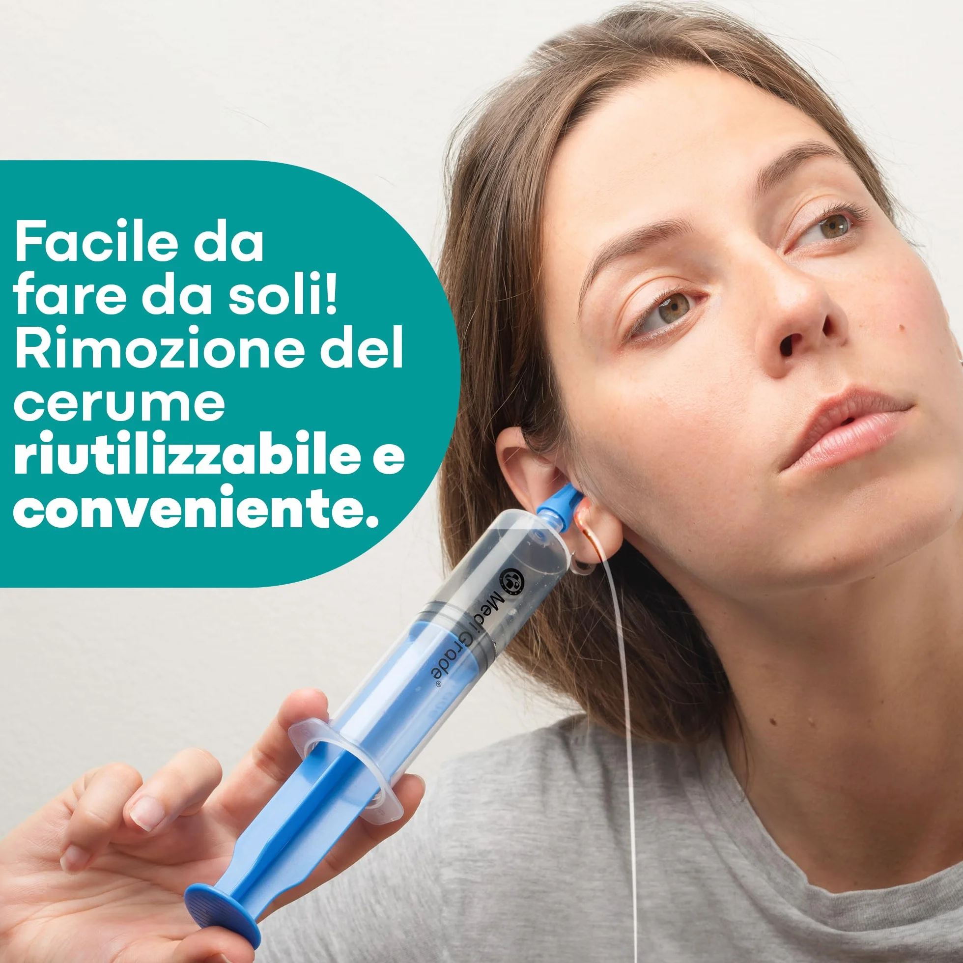 Kit Pulisci Orecchie – Pulizia Orecchie e Rimozione Cerume by Medi Grade – Kit per Pulire Orecchie con Siringa Orecchie da 60 ml con 3 Punte Quad-Stream