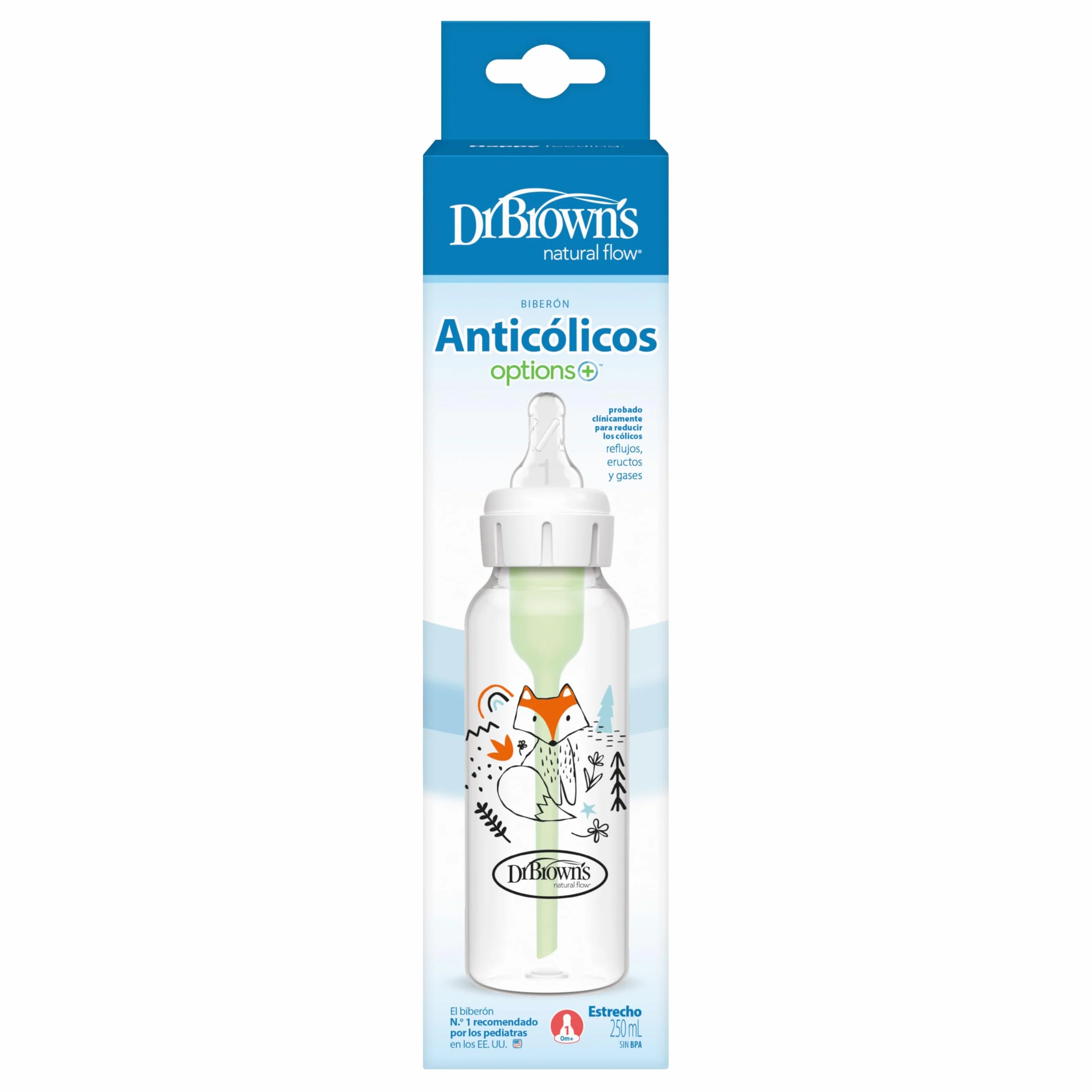 Dr. Brown 's Options – Biberon Standard, 250 ml, colore: blu