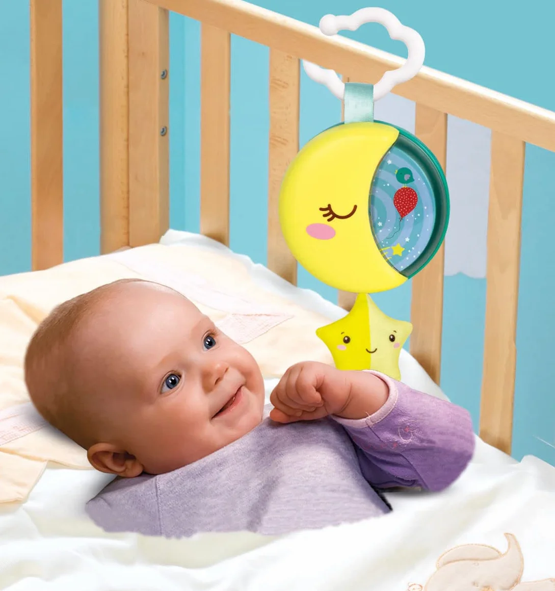 Clementoni - 17796 - Sleepy Moon - Gioco Musicale Neonato per Culla, Carillon Neonato, Giochi per La Nanna, Gioco Bambino 0 Mesi