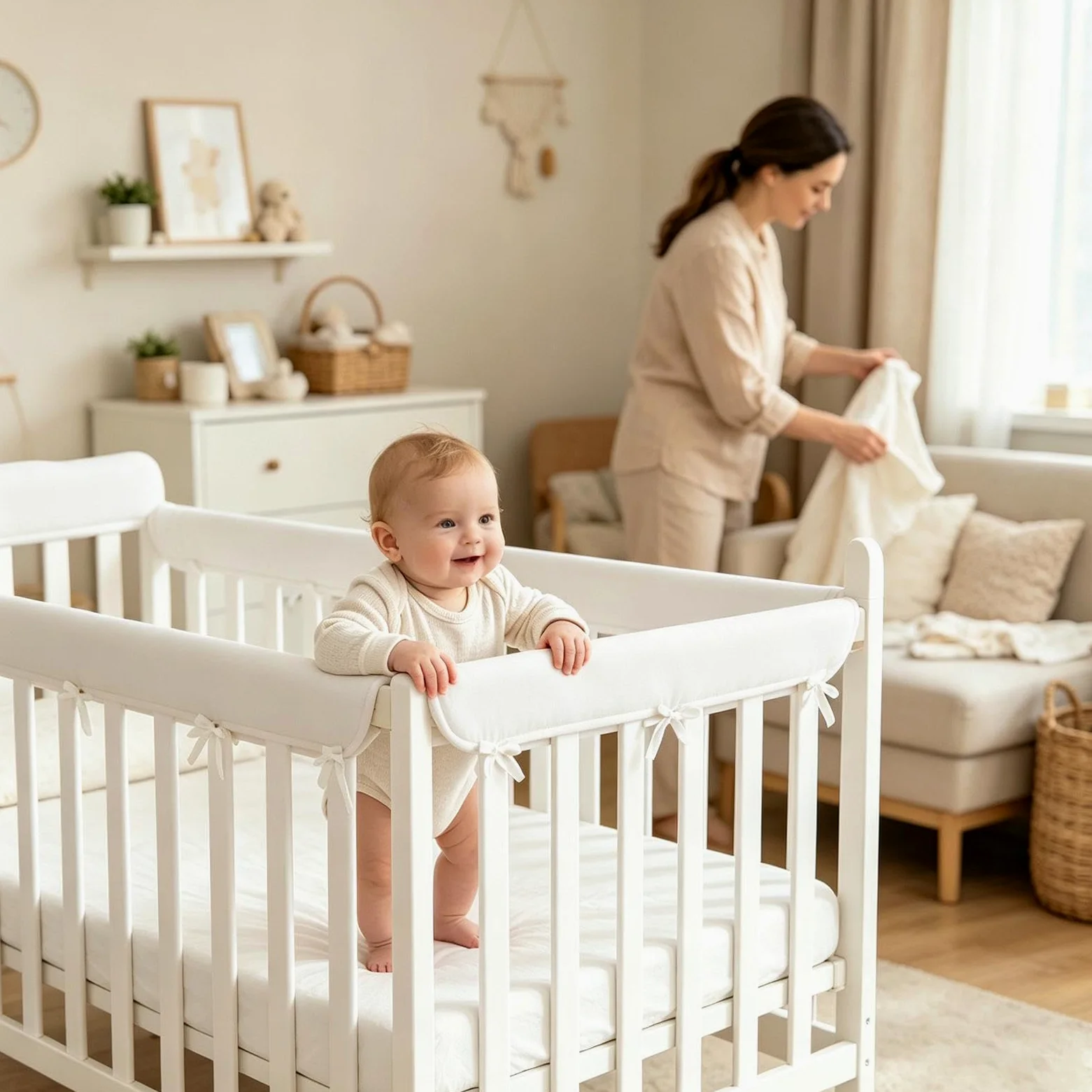 Set di 4 protezioni per culle | Protezione per il bordo del letto per ambienti interni per le stagioni calde della camera dei bambini