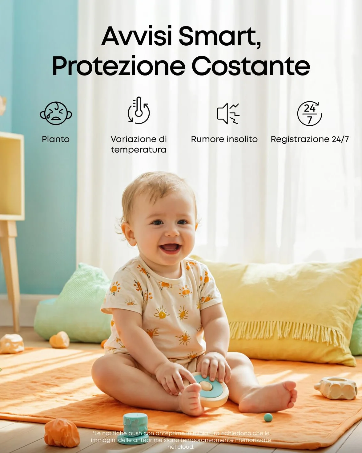 eufy Security C10: Monitor 2K, LCD 4,5" 480p, Zoom x4, Pan/Tilt, Notte. Ibrido senza Wi-Fi, 12h batt. Rileva moto, pianto, rumori, temp. Audio 2-vie, VOX.
