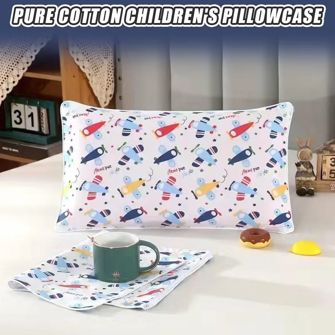 2 pcs Federa Cuscino 100% Cotone con Chiusura a Busta per Bambini e Neonati, Federa Cuscino 40x60 per Carrozzina e Lettino (Aereo)