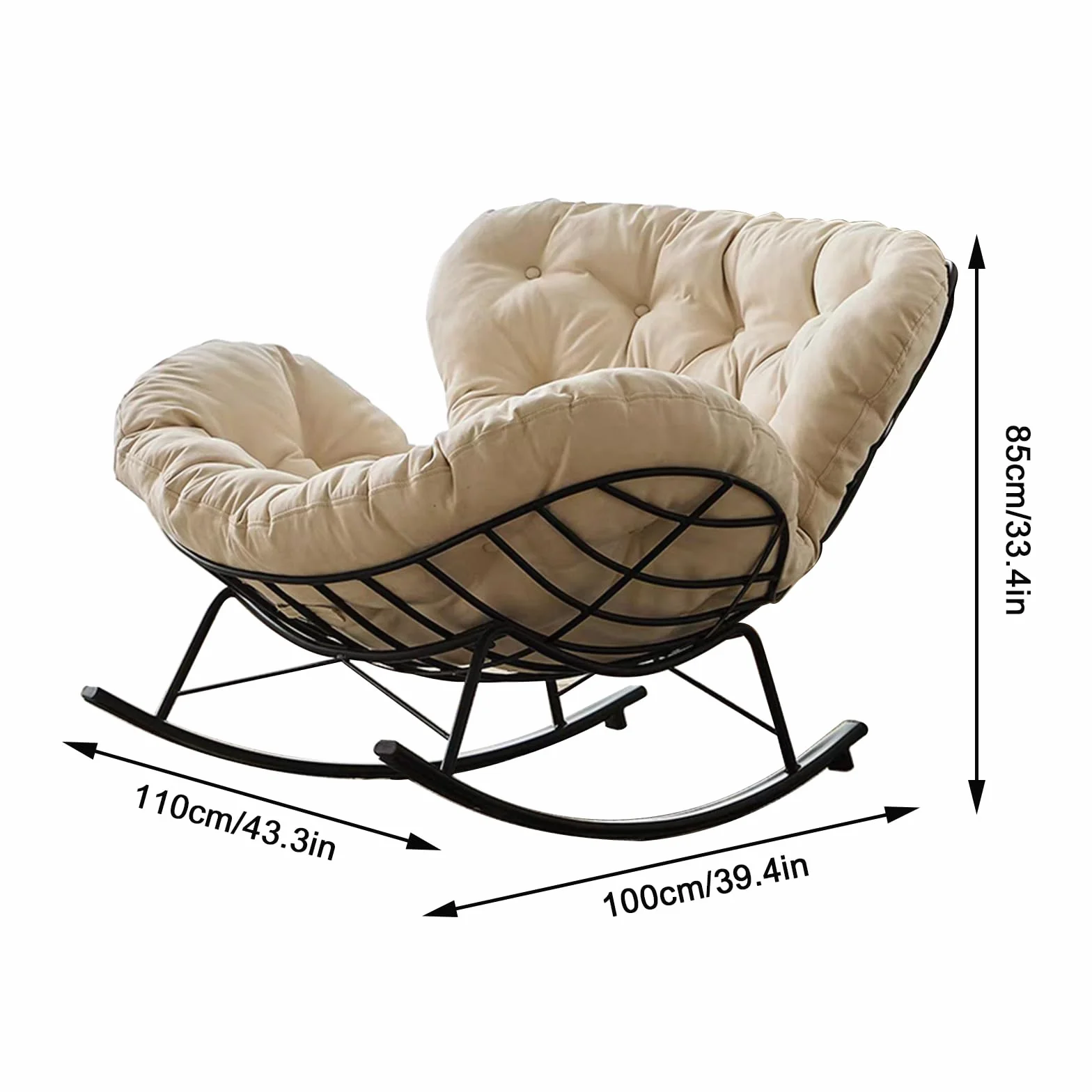 Sedie a Dondolo per Soggiorno,Poltrona Allattamento,Poltrona a Dondolo Imbottita,Comoda Sedia da Lettura, Moderna Sedia a Dondolo, per Soggiorno,(Light Gray)