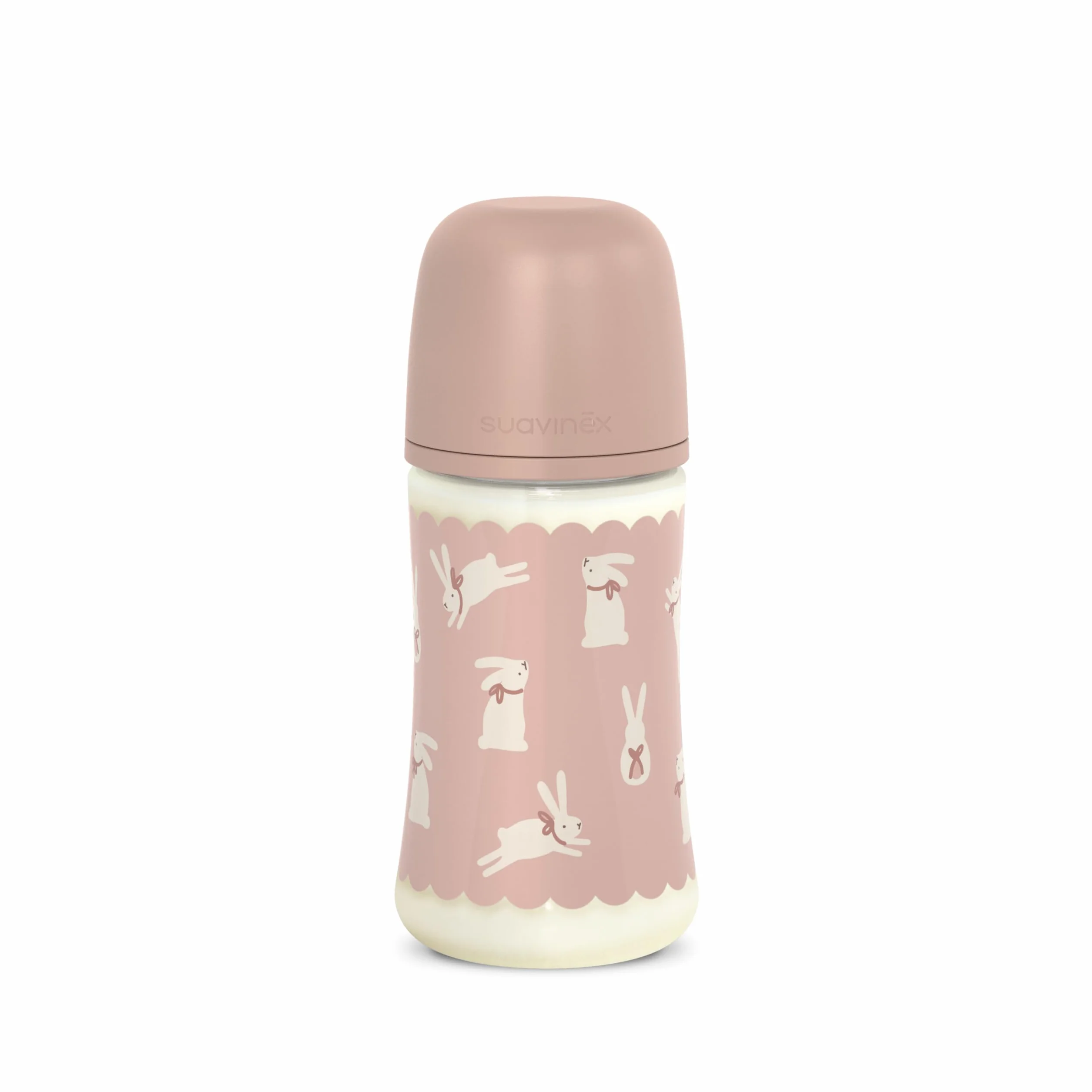 Suavinex, biberon da 270 ml con tettarella SX Pro in silicone, con valvola anticoliche, a flusso medio (M), per liquidi a media densità, latte, succhi di frutta o acqua, Neonati +3 mesi. Wonder Rosa