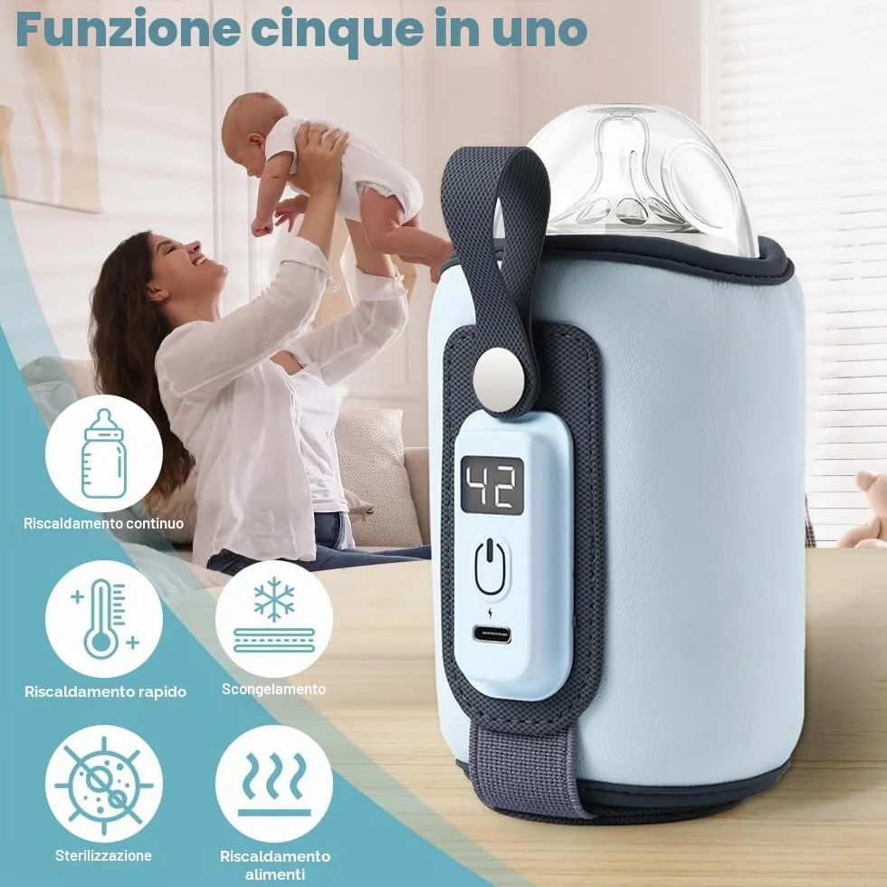 mizikuu Scaldabiberon Elettrico Auto, Sterilizzatore Biberon con Timer Digitale Display LCD Rapido Riscaldatore Di Alimenti Per Bambini Latte Materno Per Pratico da Usare a Casa e in Viaggio